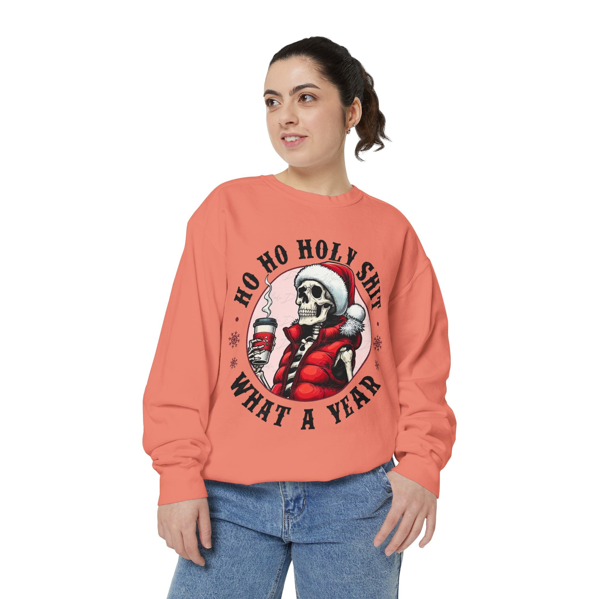 Halloween Holiday cheer Festive Skeleton Sweatshirt - Unisex Garment - Dyed, Holiday Gift, Cozy Vibe, Unique Christmas Apparel, Funny Sweater - Metamorphosis Creations