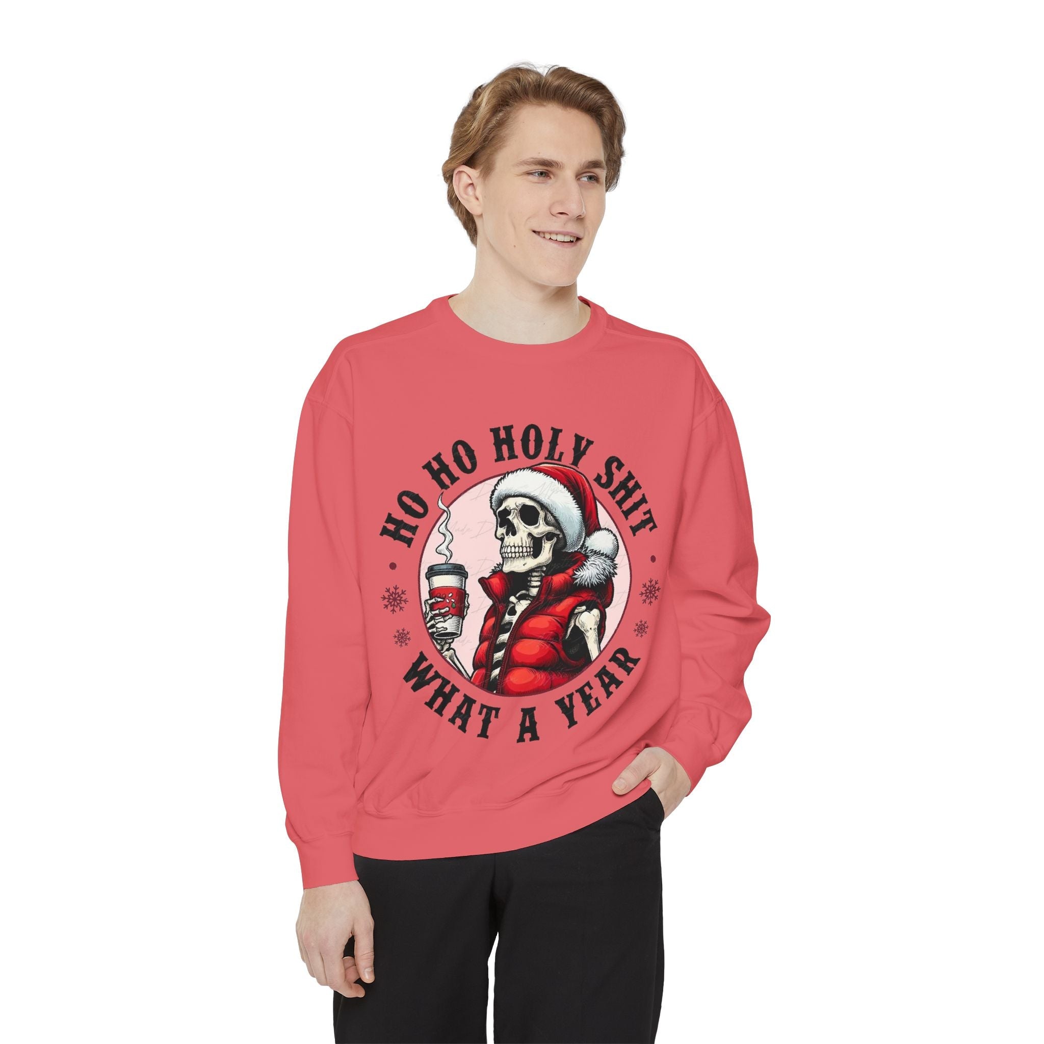 Halloween Holiday cheer Festive Skeleton Sweatshirt - Unisex Garment - Dyed, Holiday Gift, Cozy Vibe, Unique Christmas Apparel, Funny Sweater - Metamorphosis Creations
