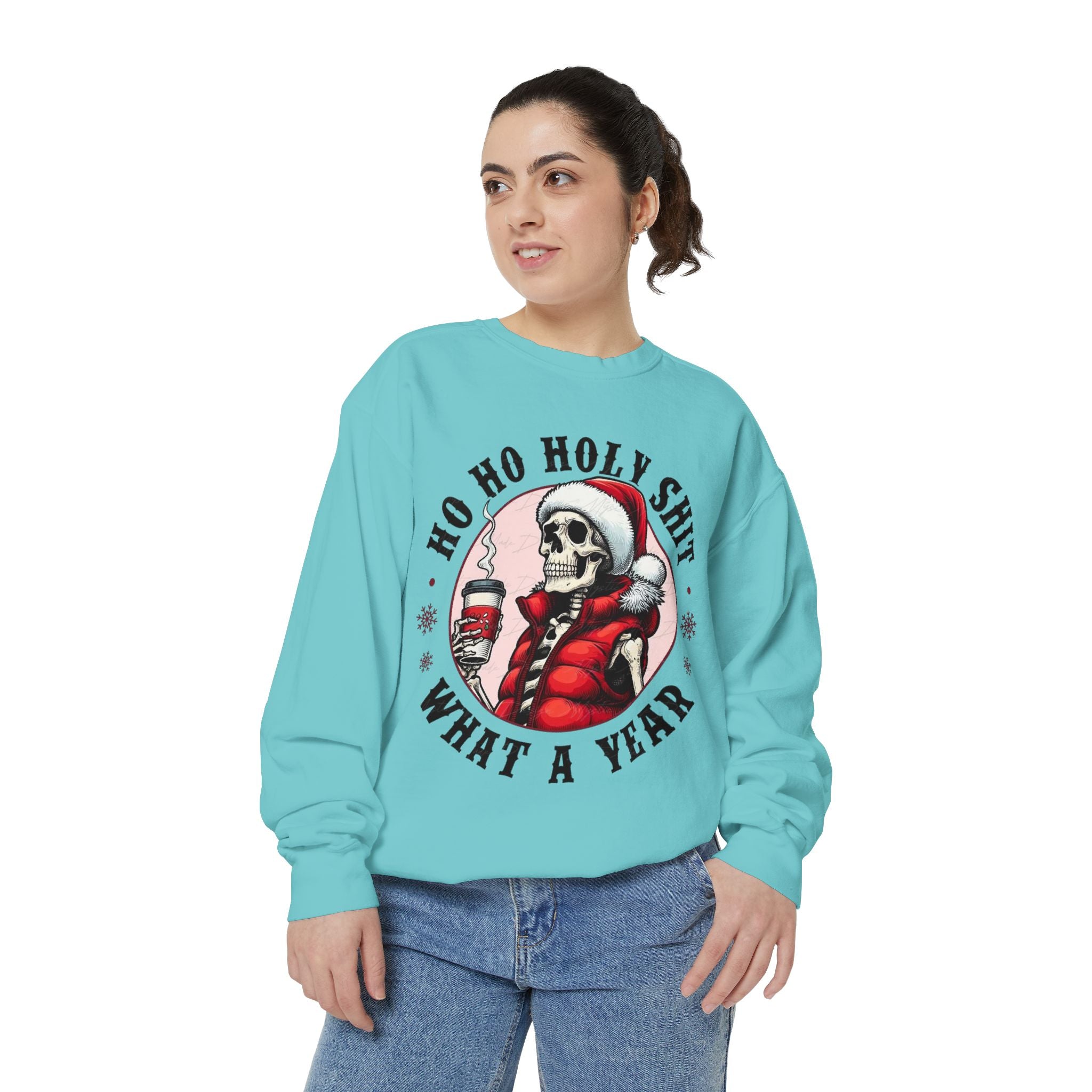 Halloween Holiday cheer Festive Skeleton Sweatshirt - Unisex Garment - Dyed, Holiday Gift, Cozy Vibe, Unique Christmas Apparel, Funny Sweater - Metamorphosis Creations