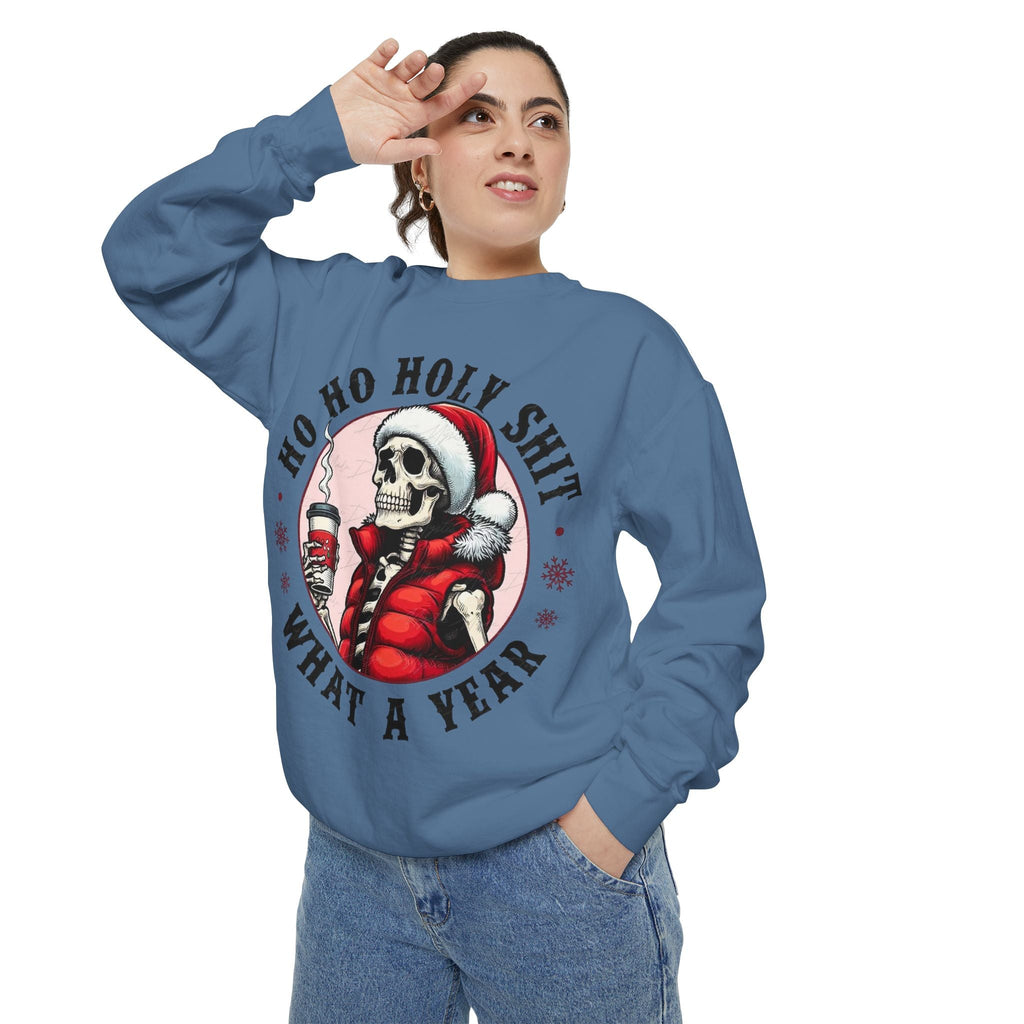 Halloween Holiday cheer Festive Skeleton Sweatshirt - Unisex Garment - Dyed, Holiday Gift, Cozy Vibe, Unique Christmas Apparel, Funny Sweater - Metamorphosis Creations