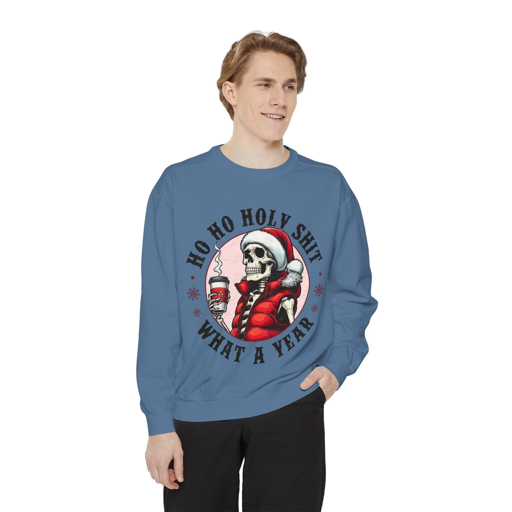 Halloween Holiday cheer Festive Skeleton Sweatshirt - Unisex Garment - Dyed, Holiday Gift, Cozy Vibe, Unique Christmas Apparel, Funny Sweater - Metamorphosis Creations