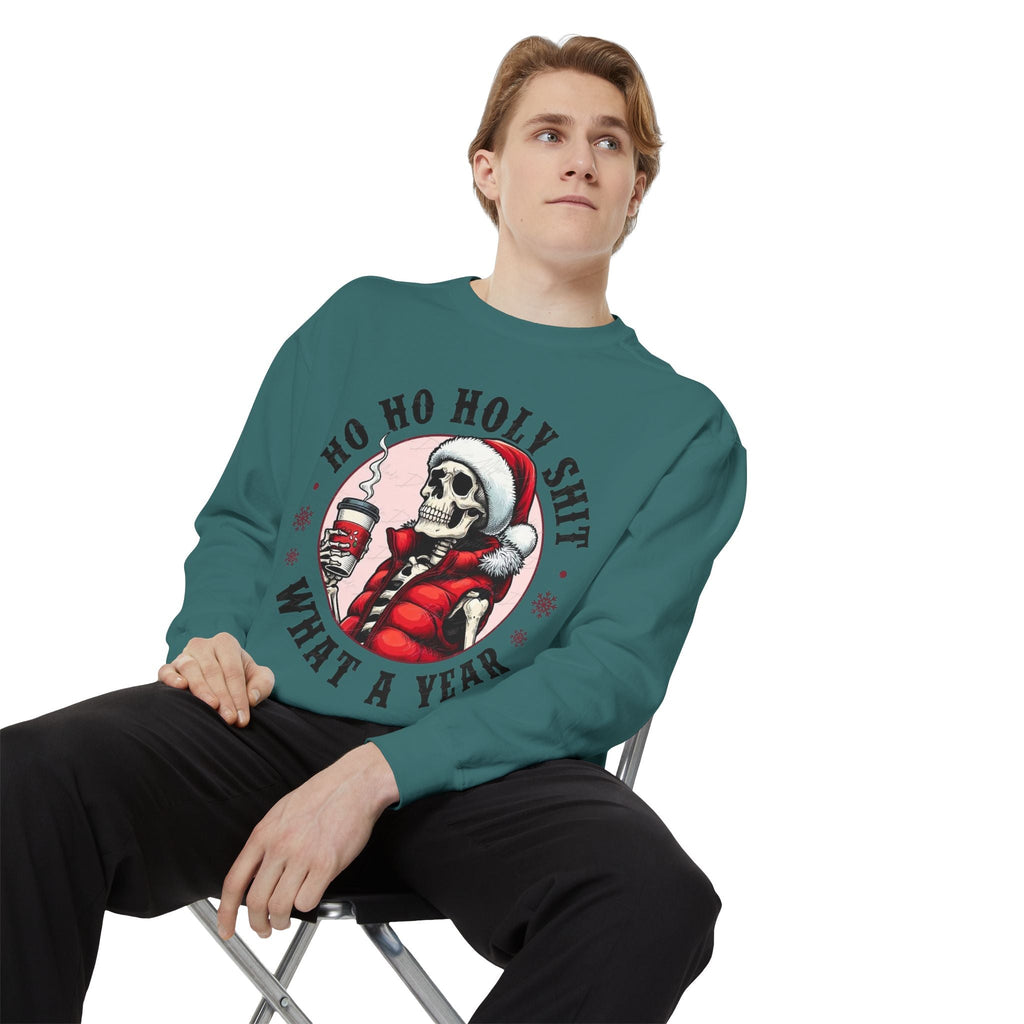 Halloween Holiday cheer Festive Skeleton Sweatshirt - Unisex Garment - Dyed, Holiday Gift, Cozy Vibe, Unique Christmas Apparel, Funny Sweater - Metamorphosis Creations