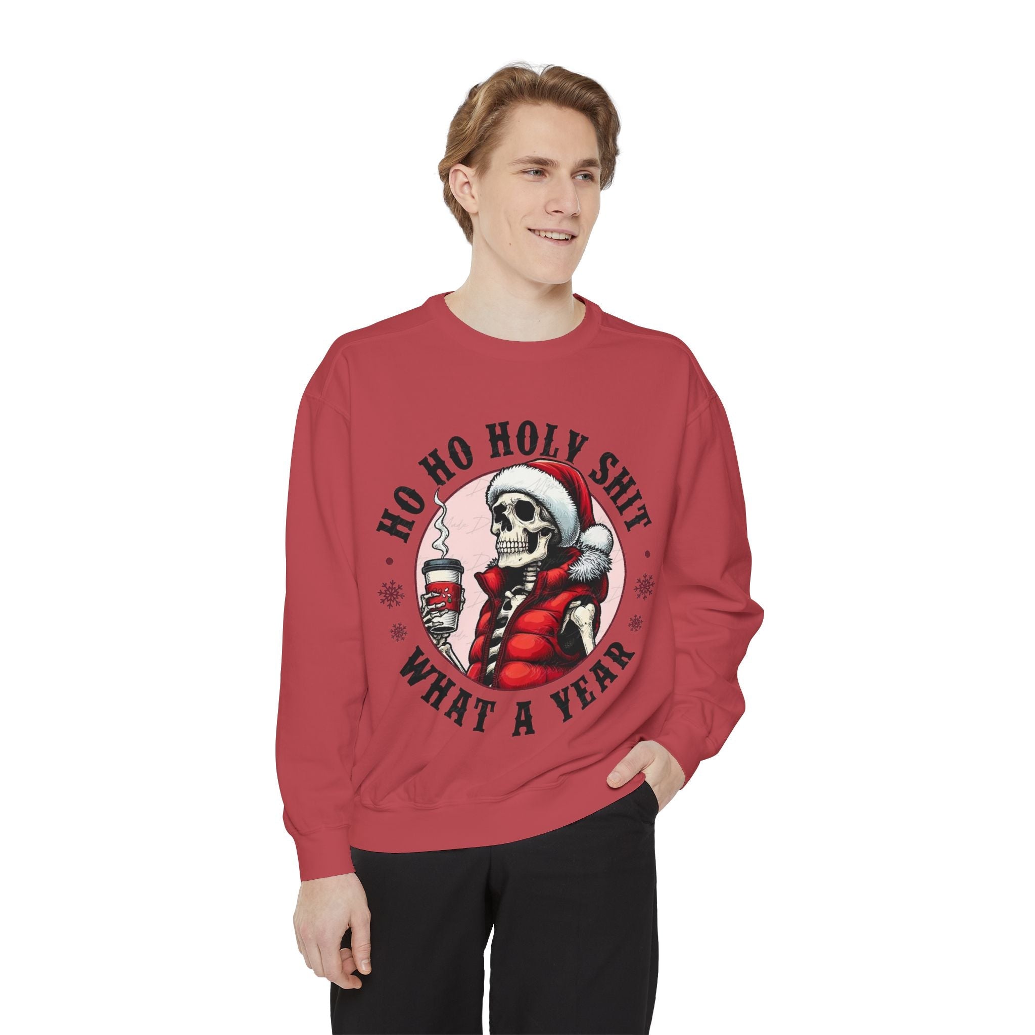 Halloween Holiday cheer Festive Skeleton Sweatshirt - Unisex Garment - Dyed, Holiday Gift, Cozy Vibe, Unique Christmas Apparel, Funny Sweater - Metamorphosis Creations