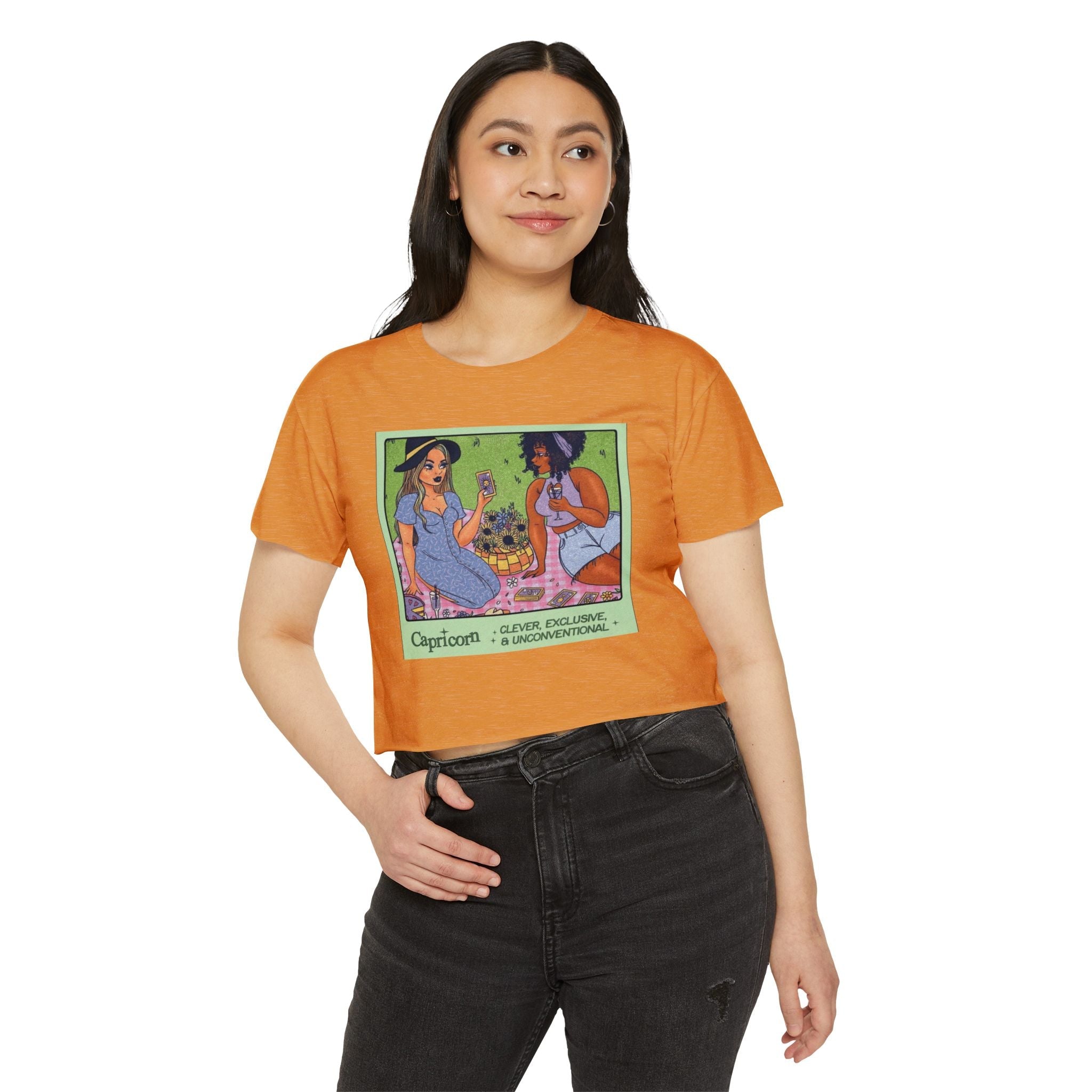 Halloween lovers Women's Festival Crop Top - Playful Capricorn Design, Boho Chic Style, Summer Tops, Festival Outfits, Gift for Her - Metamorphosis Creations