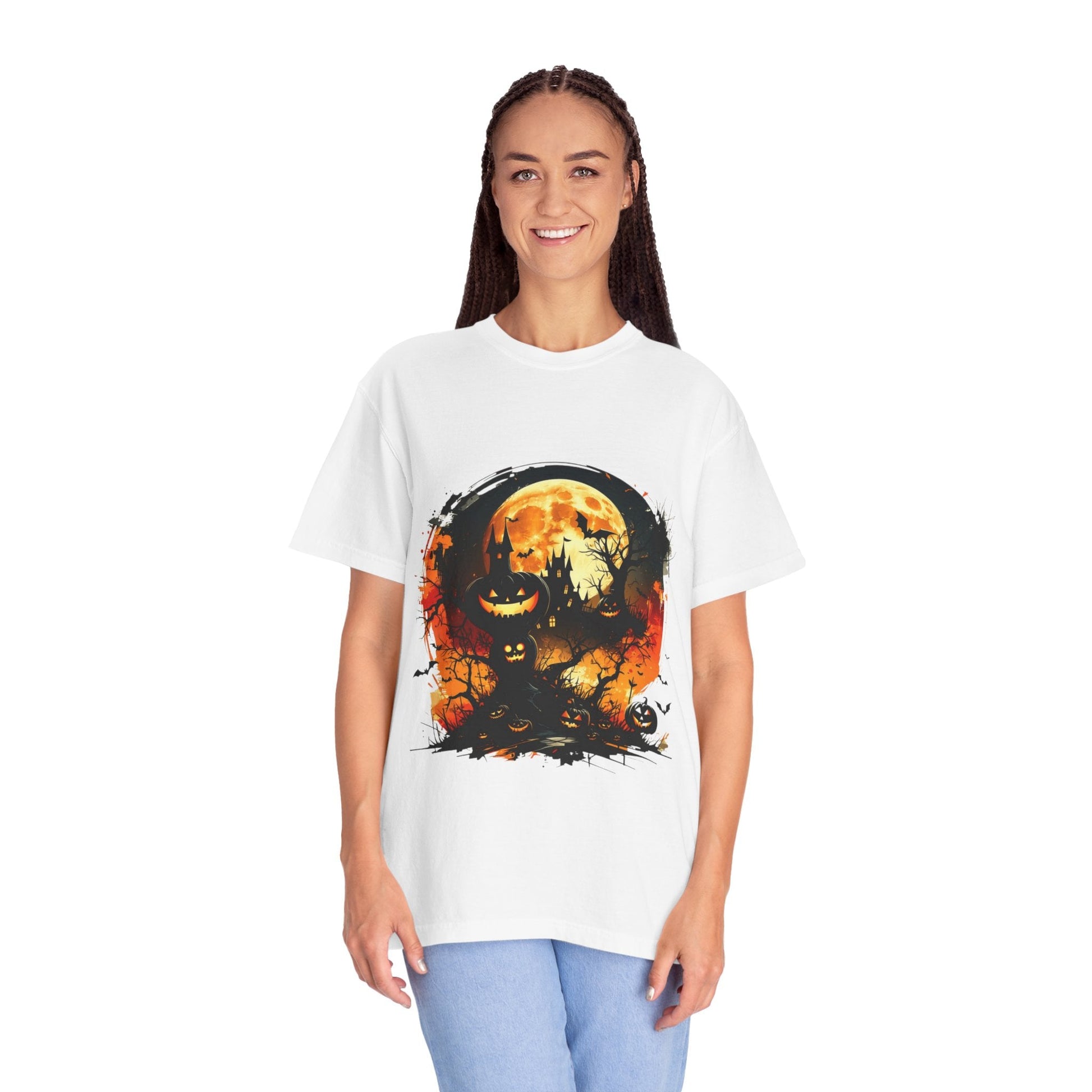 Halloween Moon Graphic T-shirt, Unisex Spooky Shirt, Fall Outfit, October Fest Tee, Halloween Party Wear, Trick or Treat T-shirt - Metamorphosis Creations