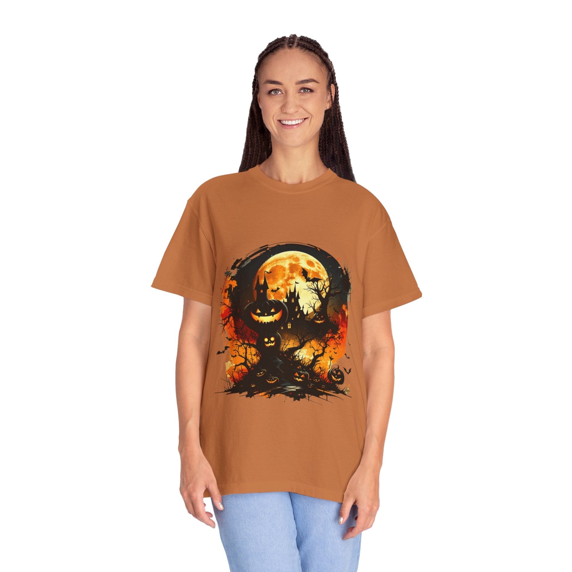 Halloween Moon Graphic T-shirt, Unisex Spooky Shirt, Fall Outfit, October Fest Tee, Halloween Party Wear, Trick or Treat T-shirt - Metamorphosis Creations