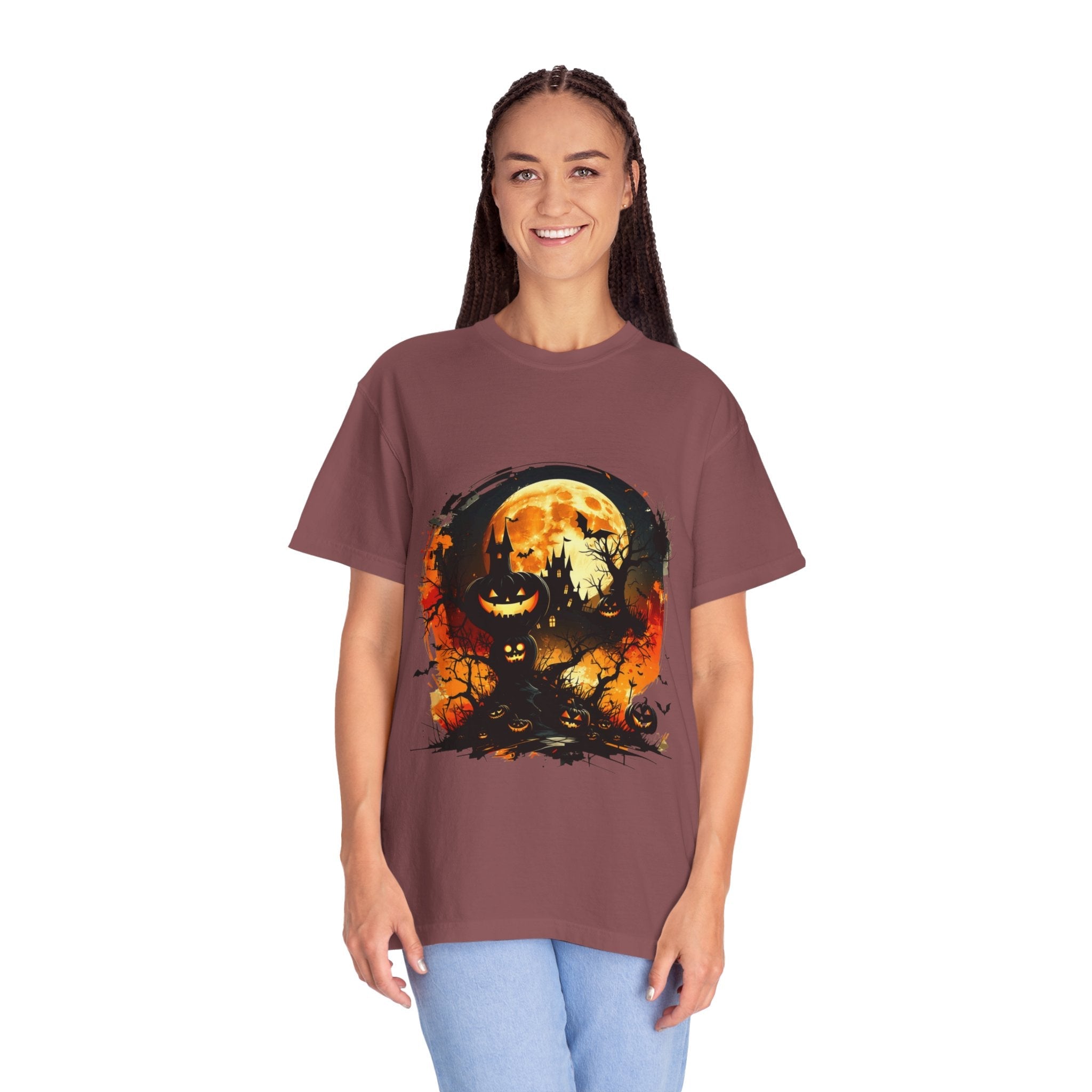 Halloween Moon Graphic T-shirt, Unisex Spooky Shirt, Fall Outfit, October Fest Tee, Halloween Party Wear, Trick or Treat T-shirt - Metamorphosis Creations