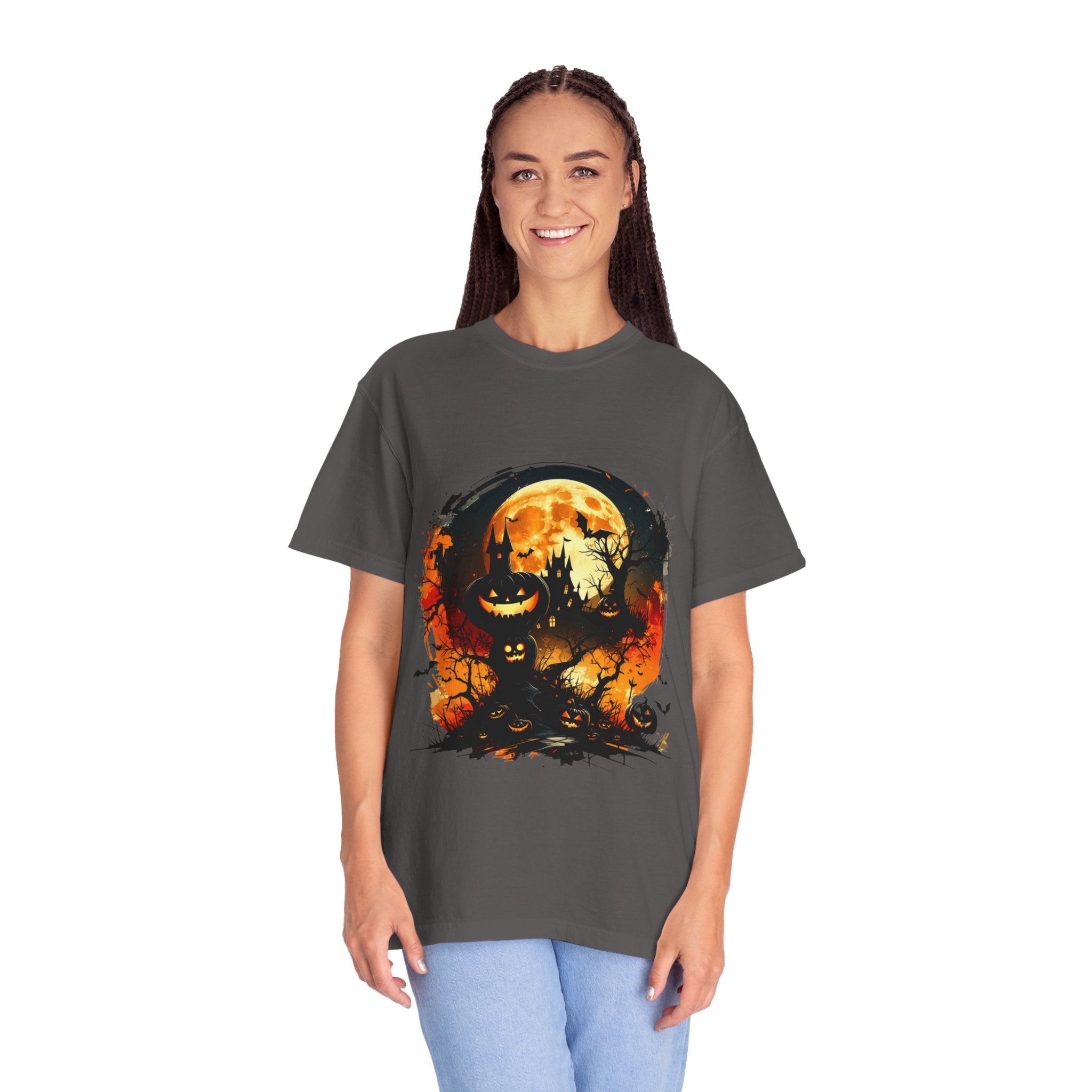 Halloween Moon Graphic T-shirt, Unisex Spooky Shirt, Fall Outfit, October Fest Tee, Halloween Party Wear, Trick or Treat T-shirt - Metamorphosis Creations