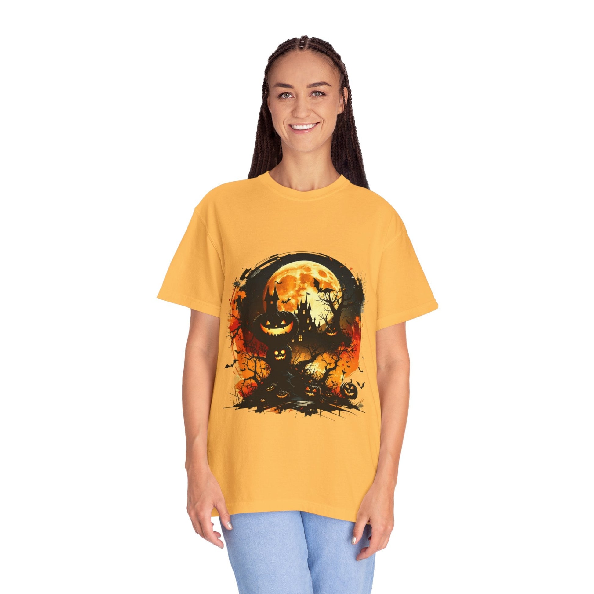 Halloween Moon Graphic T-shirt, Unisex Spooky Shirt, Fall Outfit, October Fest Tee, Halloween Party Wear, Trick or Treat T-shirt - Metamorphosis Creations