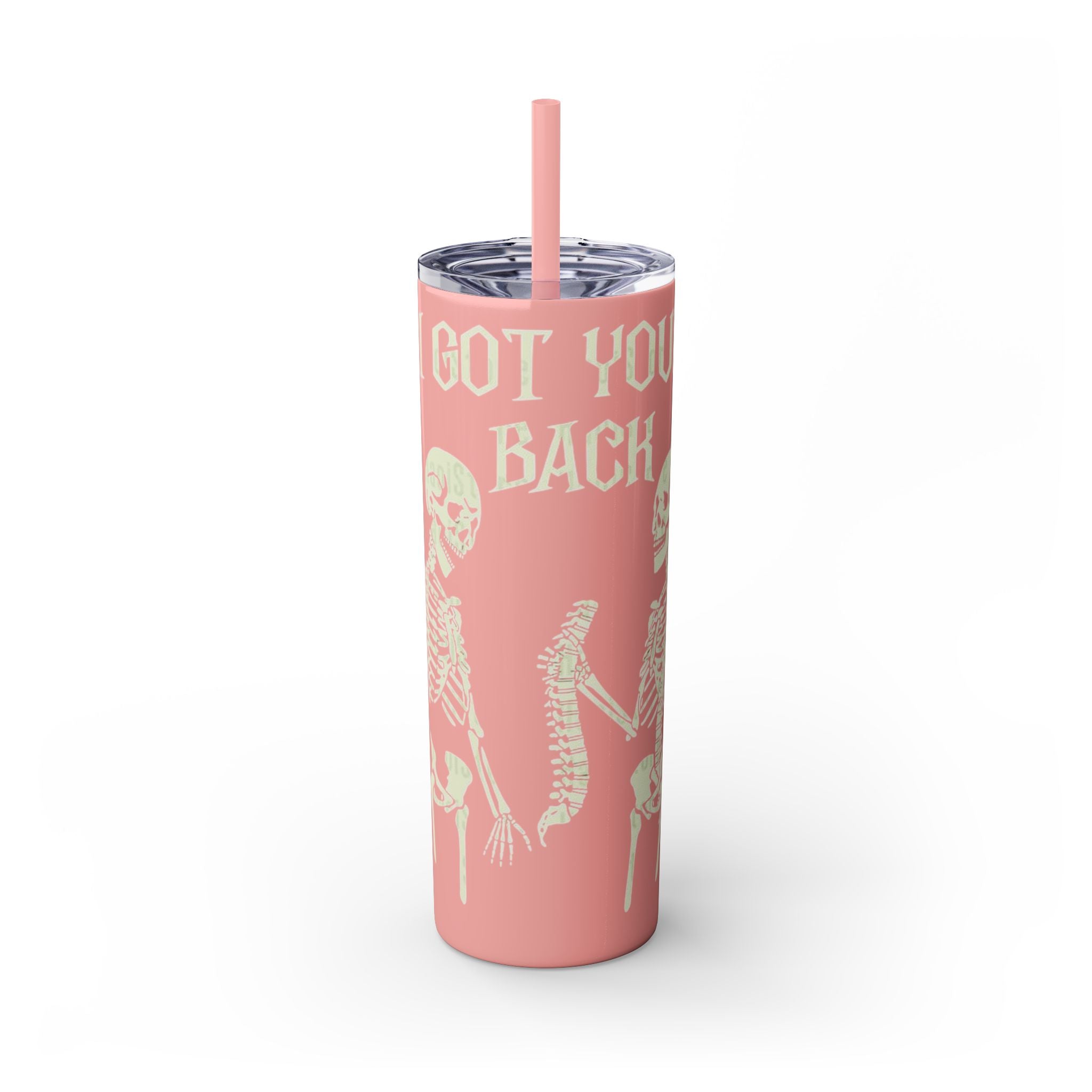 Halloween Skeleton - Themed Tumbler, Got Your Back Drinkware, I Got Your Back Skinny Tumbler, Cute Gifts for Halloween, Fun Vibes for Parties - Metamorphosis Creations