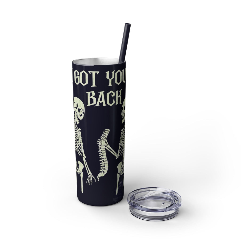 Halloween Skeleton - Themed Tumbler, Got Your Back Drinkware, I Got Your Back Skinny Tumbler, Cute Gifts for Halloween, Fun Vibes for Parties - Metamorphosis Creations