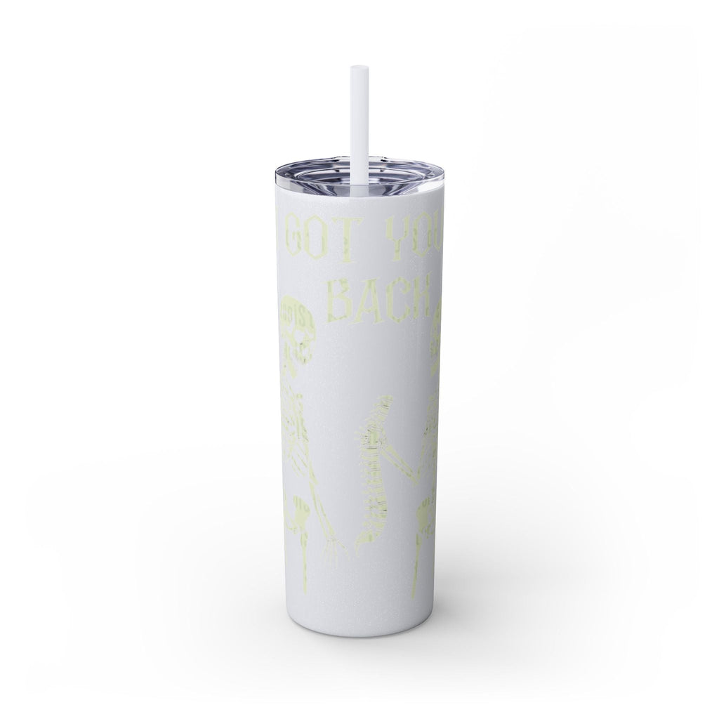 Halloween Skeleton - Themed Tumbler, Got Your Back Drinkware, I Got Your Back Skinny Tumbler, Cute Gifts for Halloween, Fun Vibes for Parties - Metamorphosis Creations