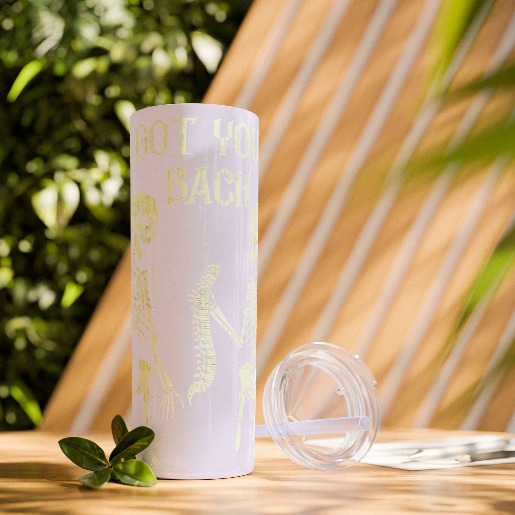 Halloween Skeleton - Themed Tumbler, Got Your Back Drinkware, I Got Your Back Skinny Tumbler, Cute Gifts for Halloween, Fun Vibes for Parties - Metamorphosis Creations
