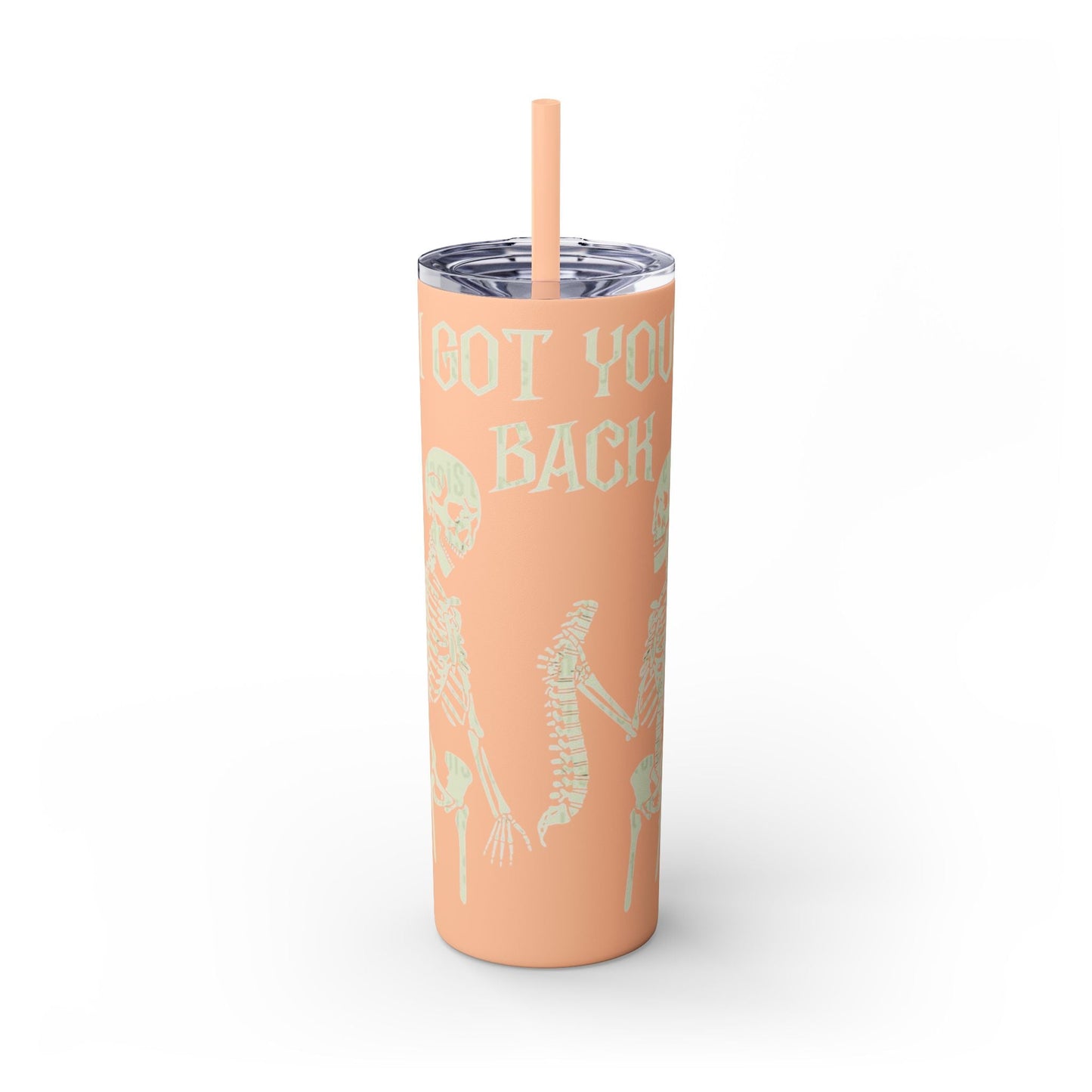 Halloween Skeleton - Themed Tumbler, Got Your Back Drinkware, I Got Your Back Skinny Tumbler, Cute Gifts for Halloween, Fun Vibes for Parties - Metamorphosis Creations