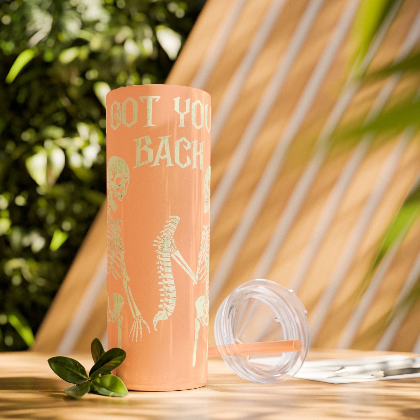 Halloween Skeleton - Themed Tumbler, Got Your Back Drinkware, I Got Your Back Skinny Tumbler, Cute Gifts for Halloween, Fun Vibes for Parties - Metamorphosis Creations