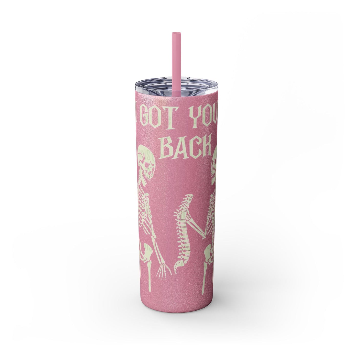 Halloween Skeleton - Themed Tumbler, Got Your Back Drinkware, I Got Your Back Skinny Tumbler, Cute Gifts for Halloween, Fun Vibes for Parties - Metamorphosis Creations