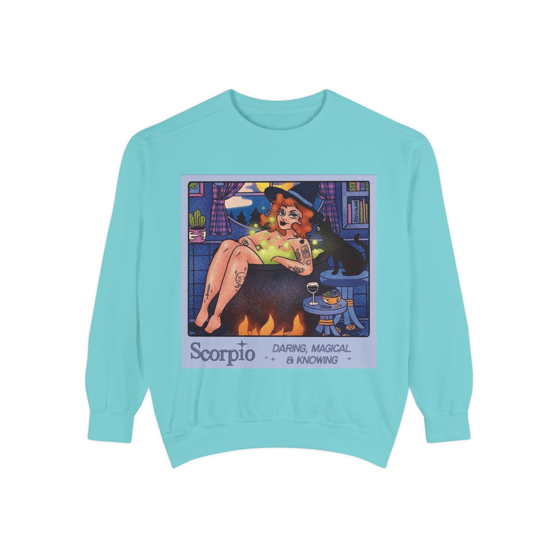 Halloween Sweater Scorpio Sweatshirt | Garment - Dyed Cozy Top, Astrology Gift, Zodiac Apparel, Witchy Fashion, Fall Wardrobe Essential - Metamorphosis Creations