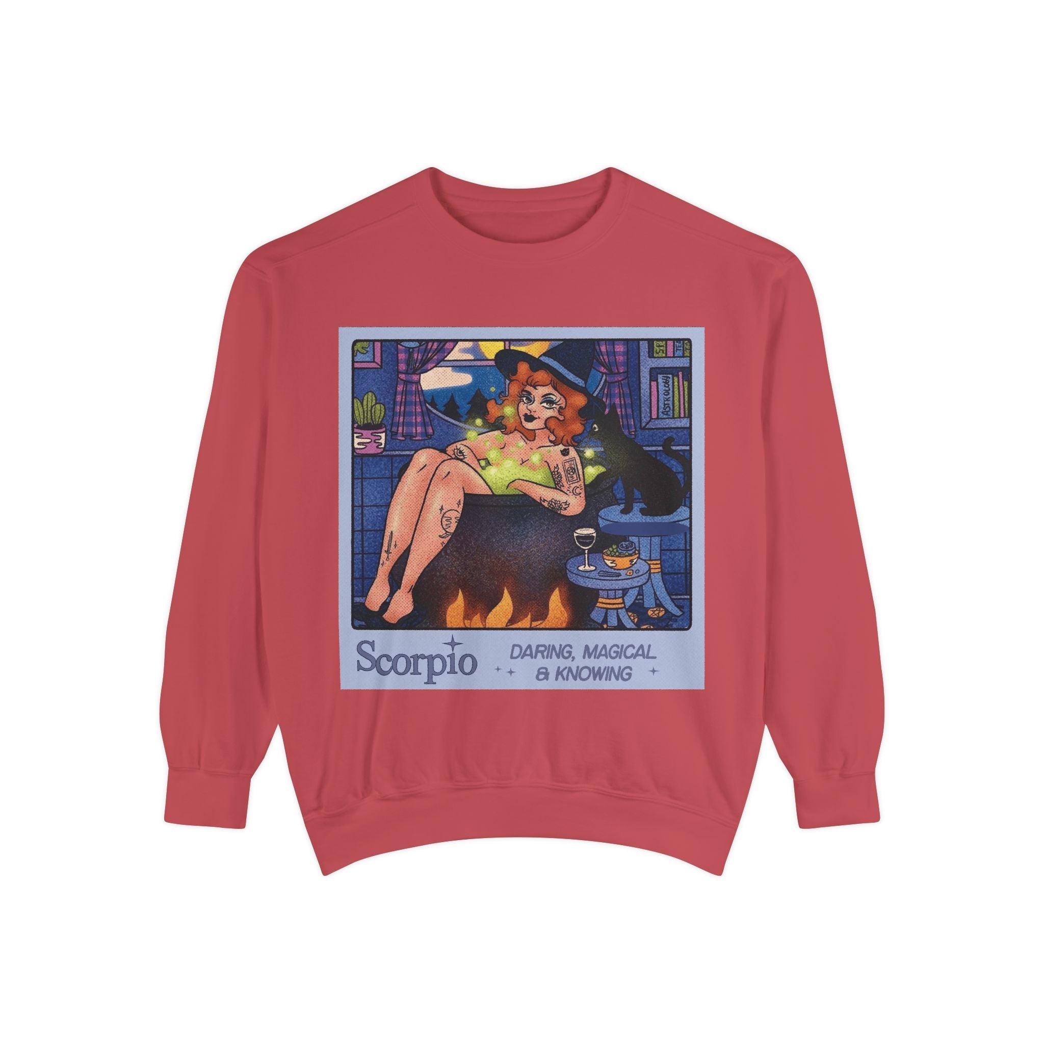 Halloween Sweater Scorpio Sweatshirt | Garment - Dyed Cozy Top, Astrology Gift, Zodiac Apparel, Witchy Fashion, Fall Wardrobe Essential - Metamorphosis Creations