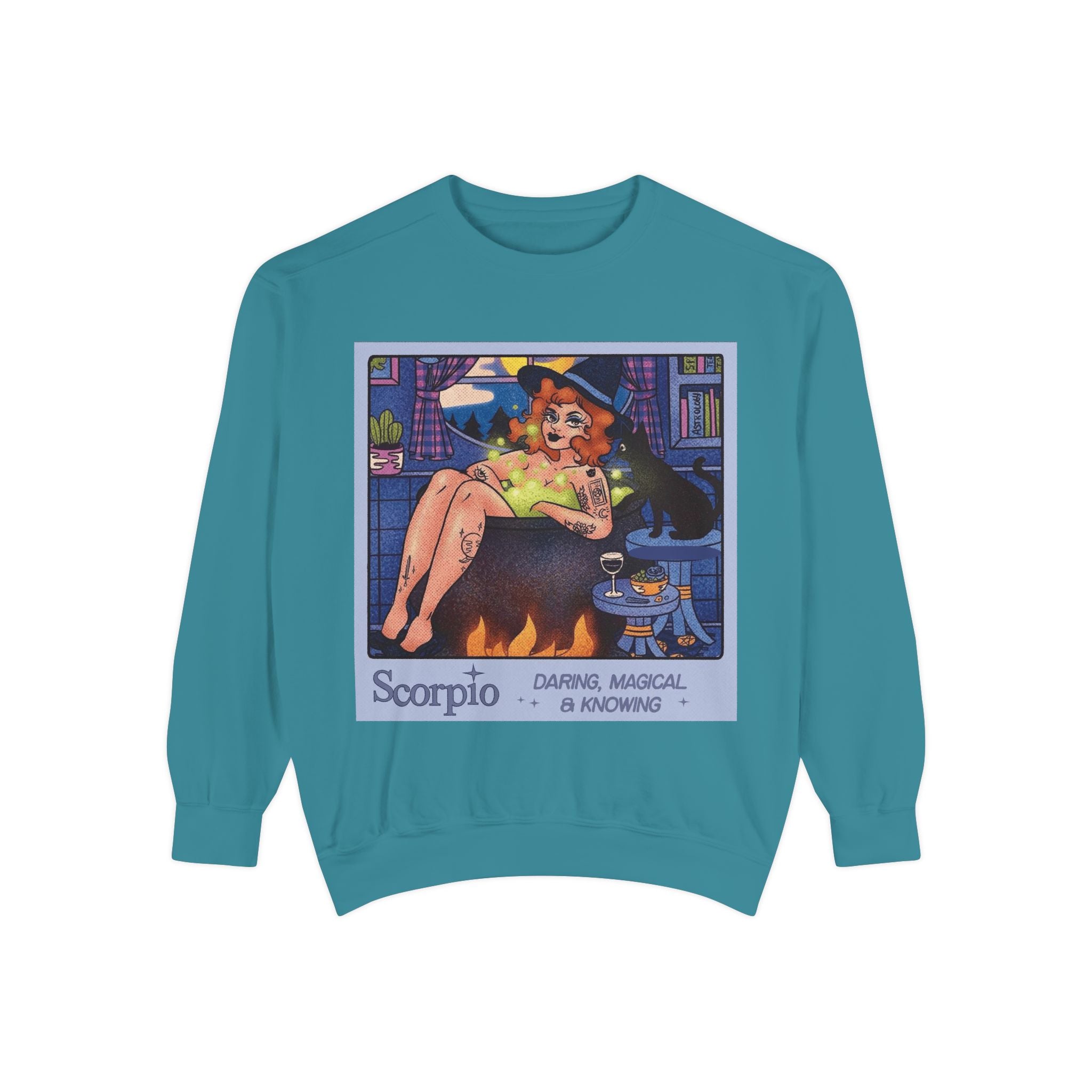 Halloween Sweater Scorpio Sweatshirt | Garment - Dyed Cozy Top, Astrology Gift, Zodiac Apparel, Witchy Fashion, Fall Wardrobe Essential - Metamorphosis Creations