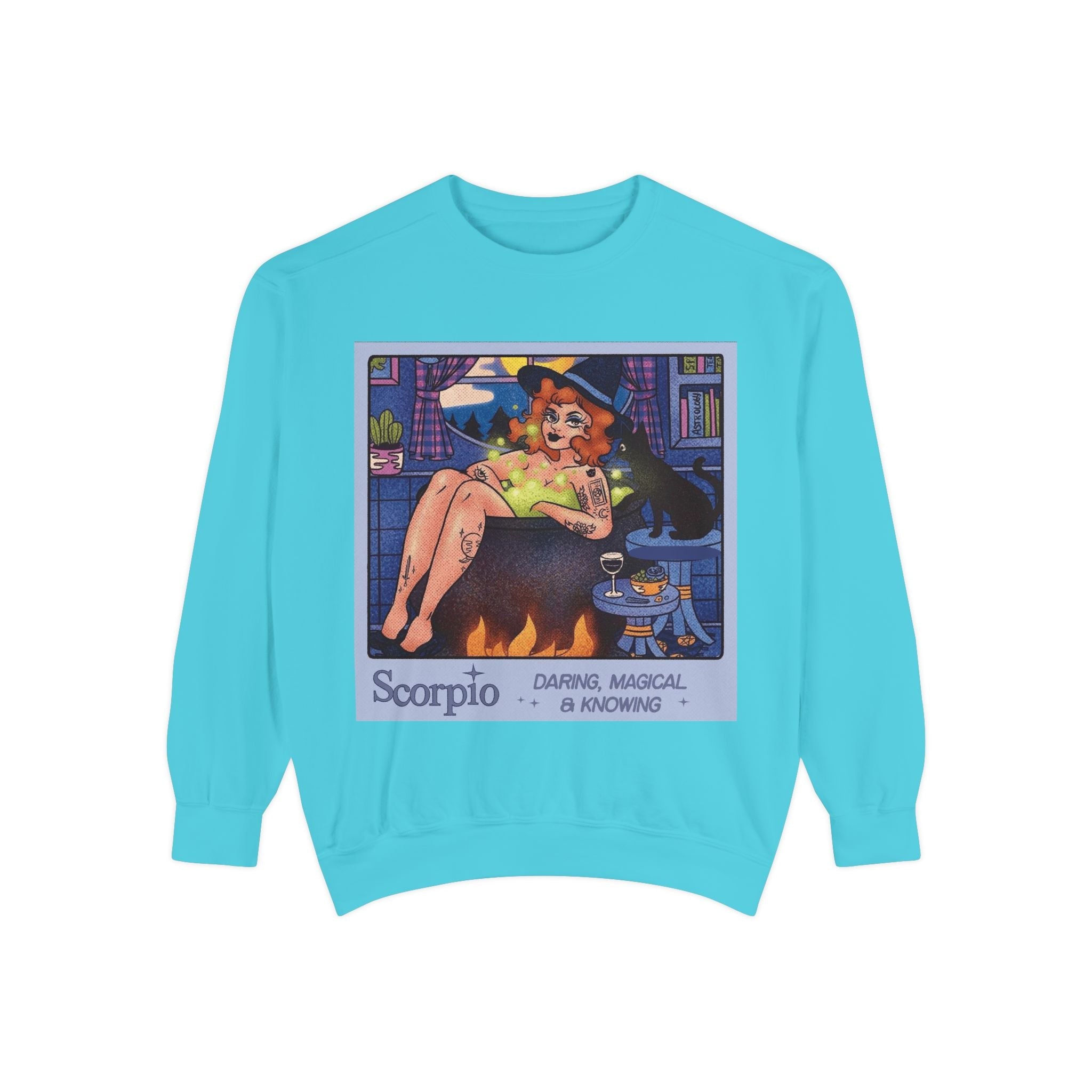 Halloween Sweater Scorpio Sweatshirt | Garment - Dyed Cozy Top, Astrology Gift, Zodiac Apparel, Witchy Fashion, Fall Wardrobe Essential - Metamorphosis Creations