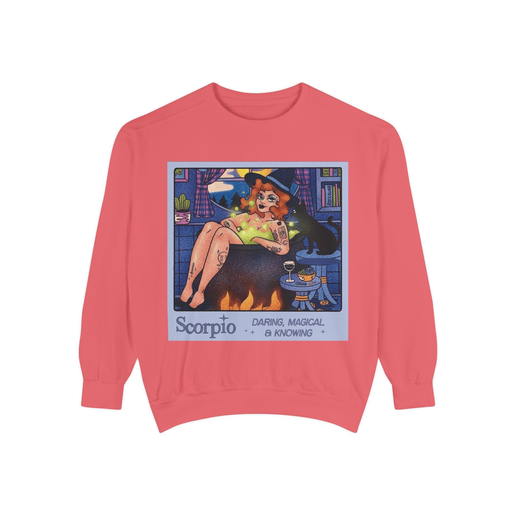Halloween Sweater Scorpio Sweatshirt | Garment - Dyed Cozy Top, Astrology Gift, Zodiac Apparel, Witchy Fashion, Fall Wardrobe Essential - Metamorphosis Creations