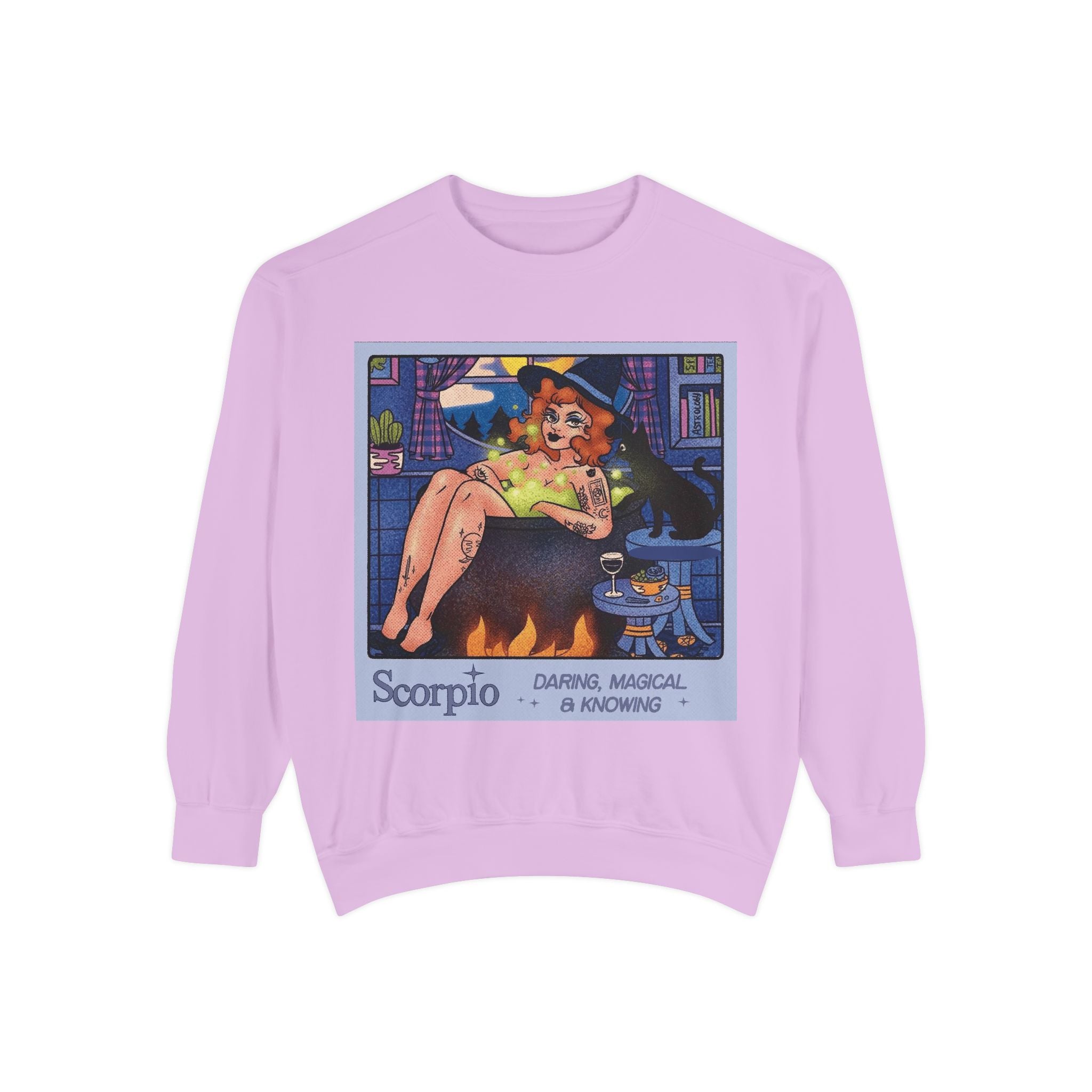 Halloween Sweater Scorpio Sweatshirt | Garment - Dyed Cozy Top, Astrology Gift, Zodiac Apparel, Witchy Fashion, Fall Wardrobe Essential - Metamorphosis Creations