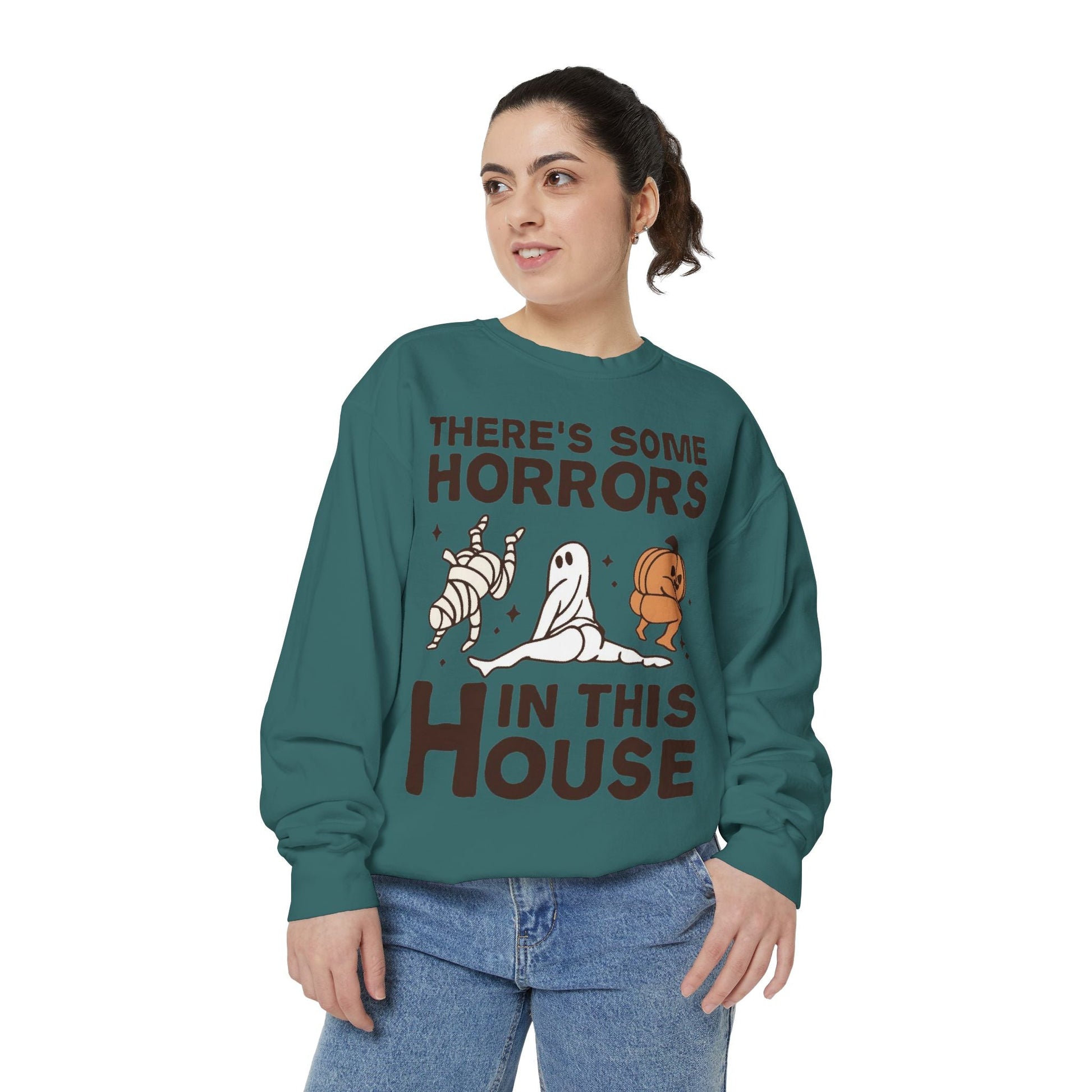 Halloween Themed Unisex Sweatshirt - Fun Ghosts & Mummy Design for Fall, Cozy Casual Wear, Halloween Party, Gift for Friends, Autumn Vibes - Metamorphosis Creations