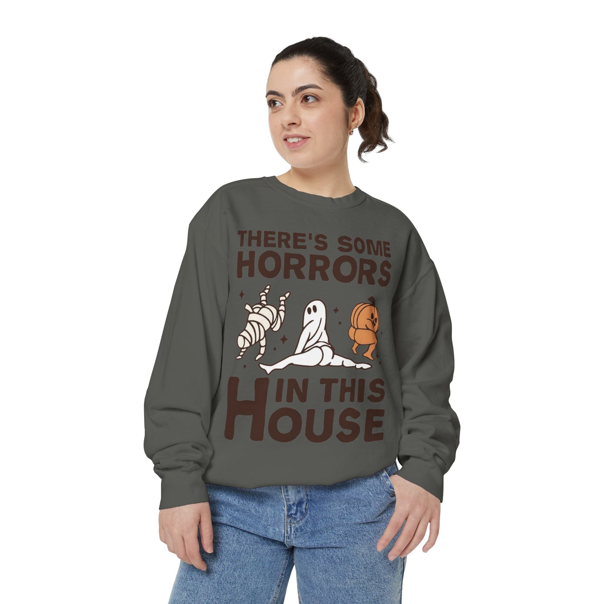 Halloween Themed Unisex Sweatshirt - Fun Ghosts & Mummy Design for Fall, Cozy Casual Wear, Halloween Party, Gift for Friends, Autumn Vibes - Metamorphosis Creations