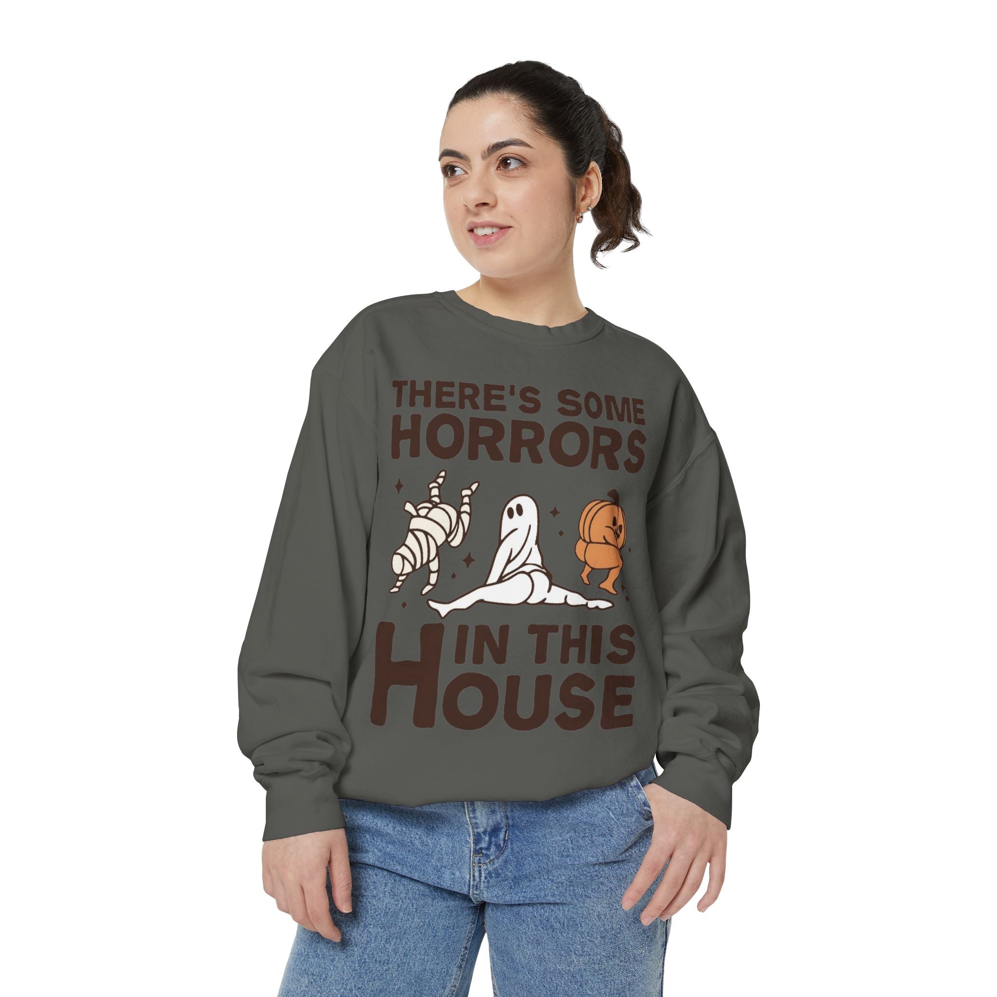 Halloween Themed Unisex Sweatshirt - Fun Ghosts & Mummy Design for Fall, Cozy Casual Wear, Halloween Party, Gift for Friends, Autumn Vibes - Metamorphosis Creations