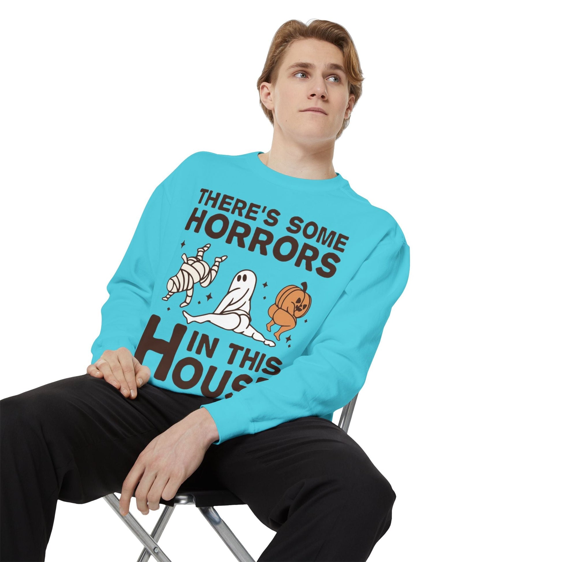 Halloween Themed Unisex Sweatshirt - Fun Ghosts & Mummy Design for Fall, Cozy Casual Wear, Halloween Party, Gift for Friends, Autumn Vibes - Metamorphosis Creations