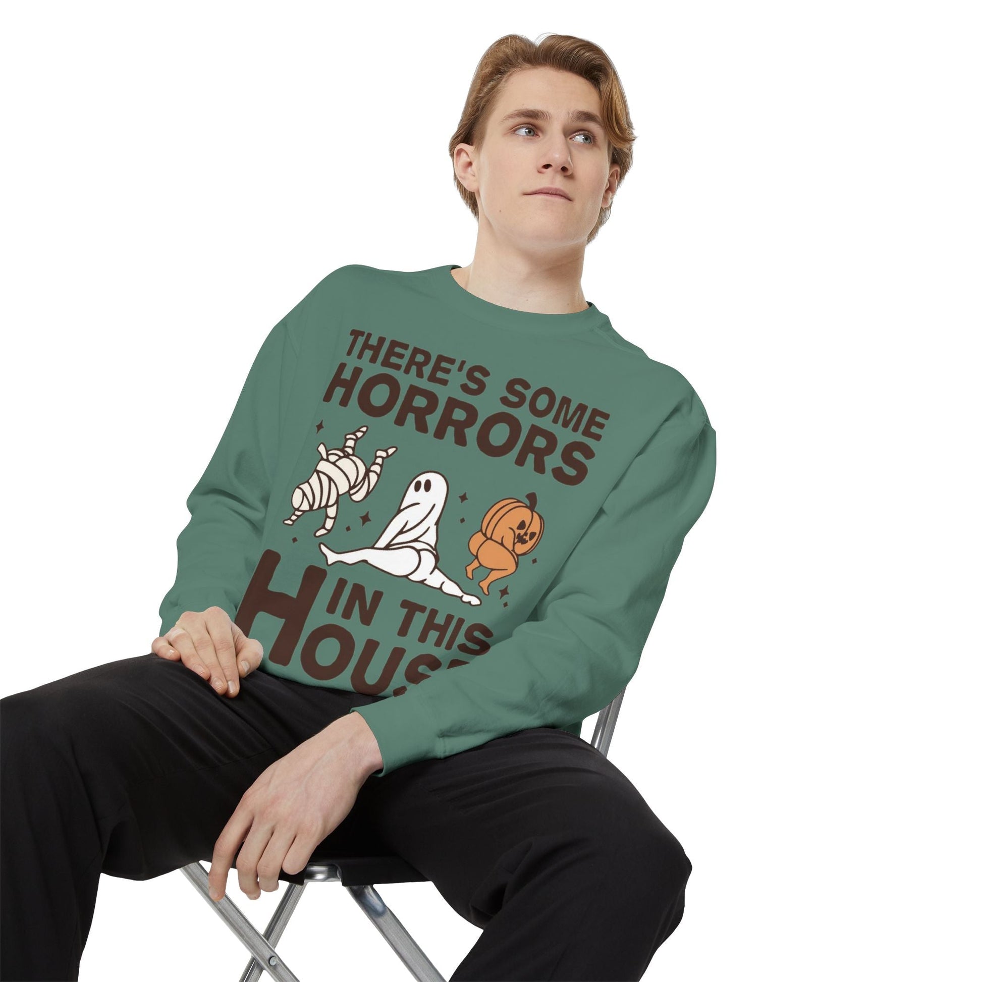 Halloween Themed Unisex Sweatshirt - Fun Ghosts & Mummy Design for Fall, Cozy Casual Wear, Halloween Party, Gift for Friends, Autumn Vibes - Metamorphosis Creations