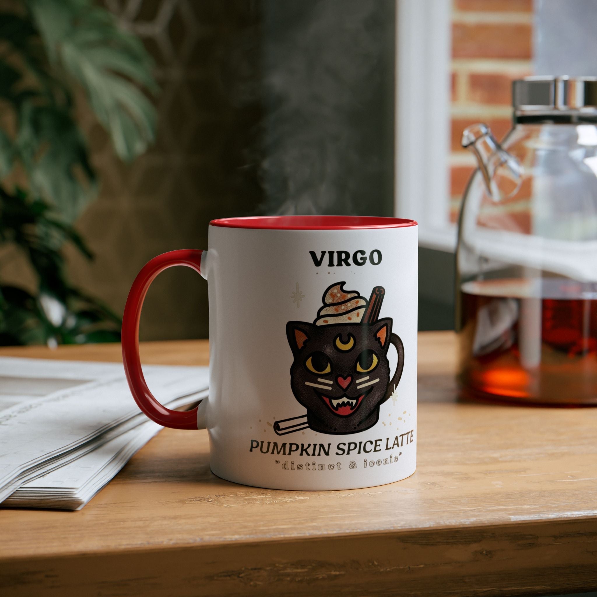 HalloweenMugs Virgo Pumpkin Spice Latte Mug | Two - Tone Coffee Mug | Personalized Gift, Astrology Mug, Zodiac Lover's Gift, Halloween Decor - Metamorphosis Creations