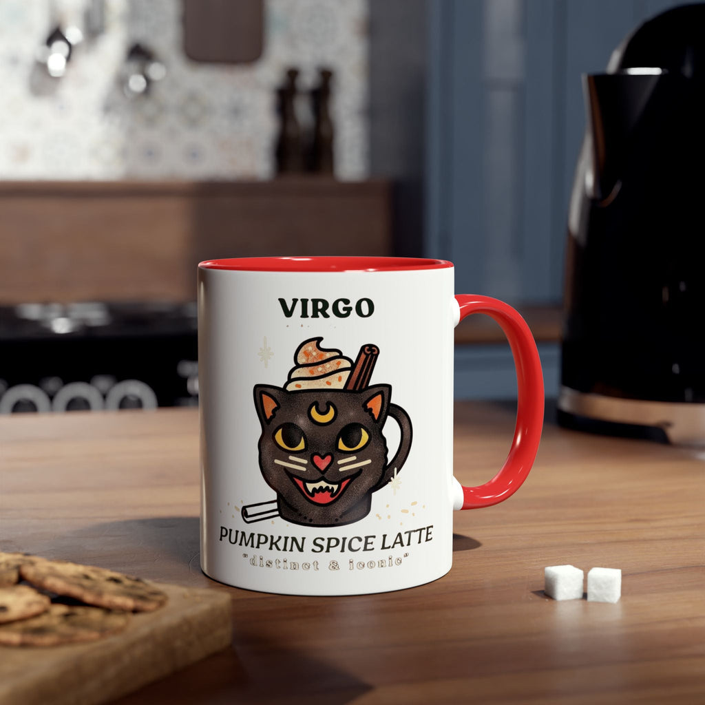 HalloweenMugs Virgo Pumpkin Spice Latte Mug | Two - Tone Coffee Mug | Personalized Gift, Astrology Mug, Zodiac Lover's Gift, Halloween Decor - Metamorphosis Creations