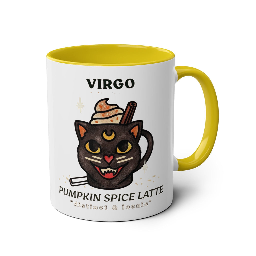 HalloweenMugs Virgo Pumpkin Spice Latte Mug | Two - Tone Coffee Mug | Personalized Gift, Astrology Mug, Zodiac Lover's Gift, Halloween Decor - Metamorphosis Creations