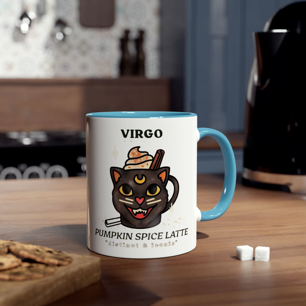 HalloweenMugs Virgo Pumpkin Spice Latte Mug | Two - Tone Coffee Mug | Personalized Gift, Astrology Mug, Zodiac Lover's Gift, Halloween Decor - Metamorphosis Creations