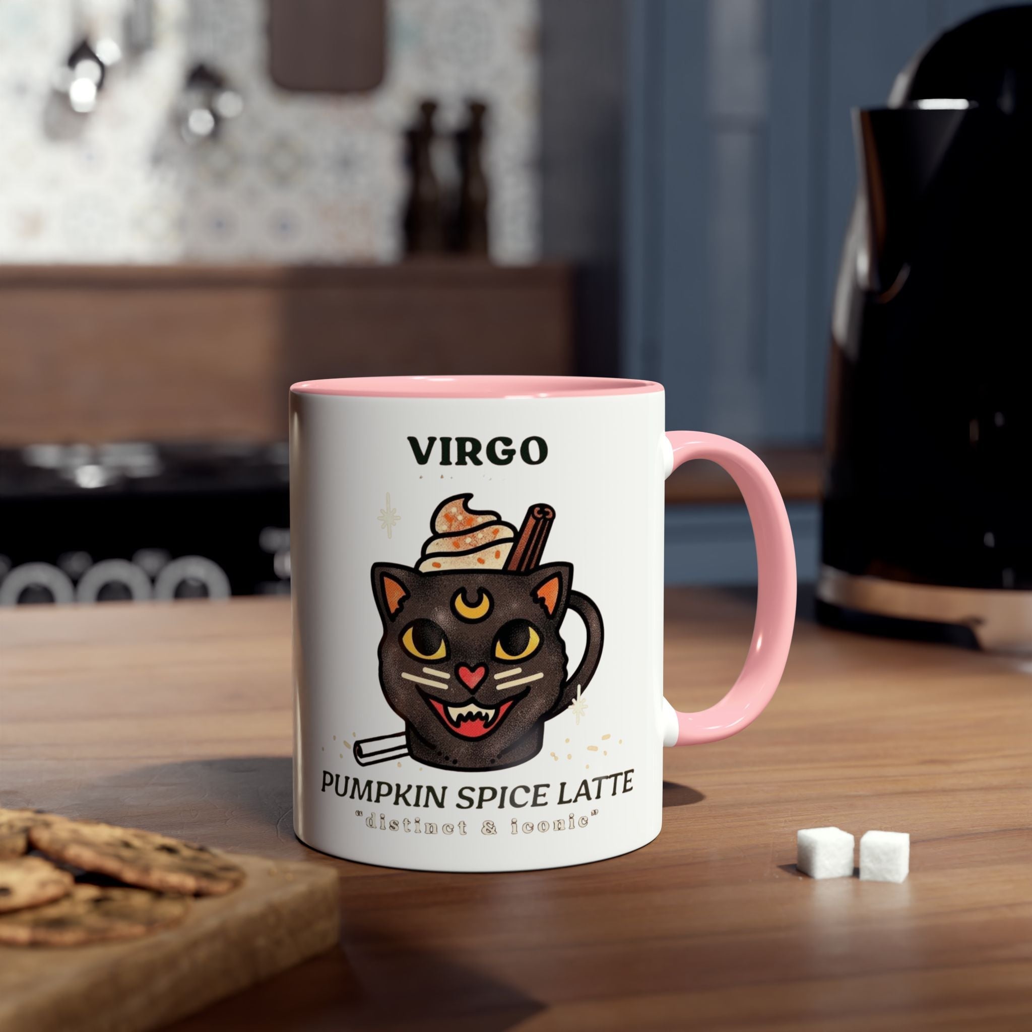 HalloweenMugs Virgo Pumpkin Spice Latte Mug | Two - Tone Coffee Mug | Personalized Gift, Astrology Mug, Zodiac Lover's Gift, Halloween Decor - Metamorphosis Creations