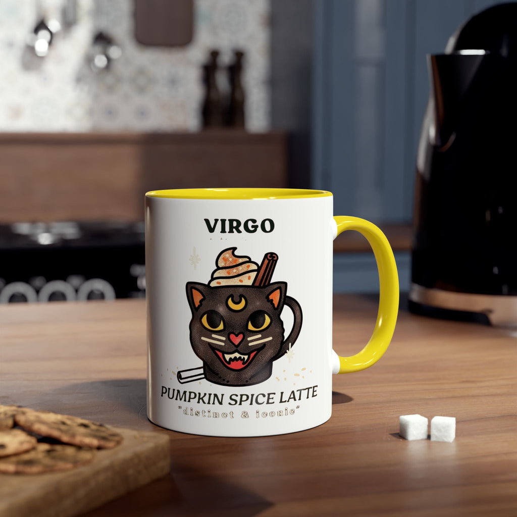 HalloweenMugs Virgo Pumpkin Spice Latte Mug | Two - Tone Coffee Mug | Personalized Gift, Astrology Mug, Zodiac Lover's Gift, Halloween Decor - Metamorphosis Creations