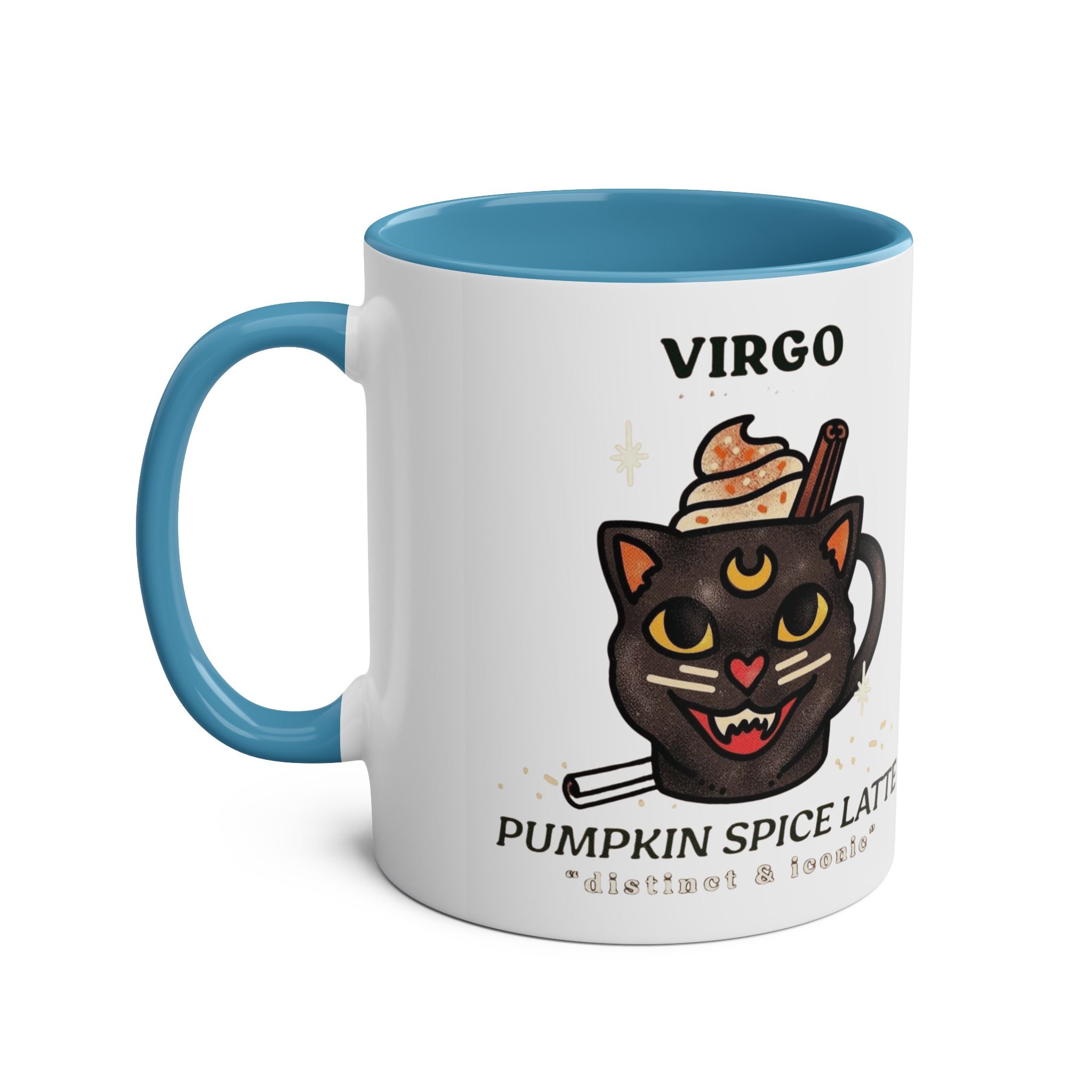 HalloweenMugs Virgo Pumpkin Spice Latte Mug | Two - Tone Coffee Mug | Personalized Gift, Astrology Mug, Zodiac Lover's Gift, Halloween Decor - Metamorphosis Creations