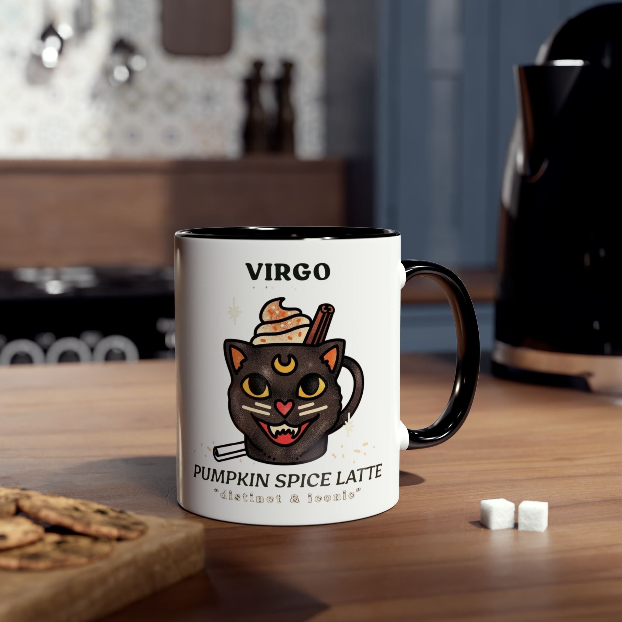 HalloweenMugs Virgo Pumpkin Spice Latte Mug | Two - Tone Coffee Mug | Personalized Gift, Astrology Mug, Zodiac Lover's Gift, Halloween Decor - Metamorphosis Creations