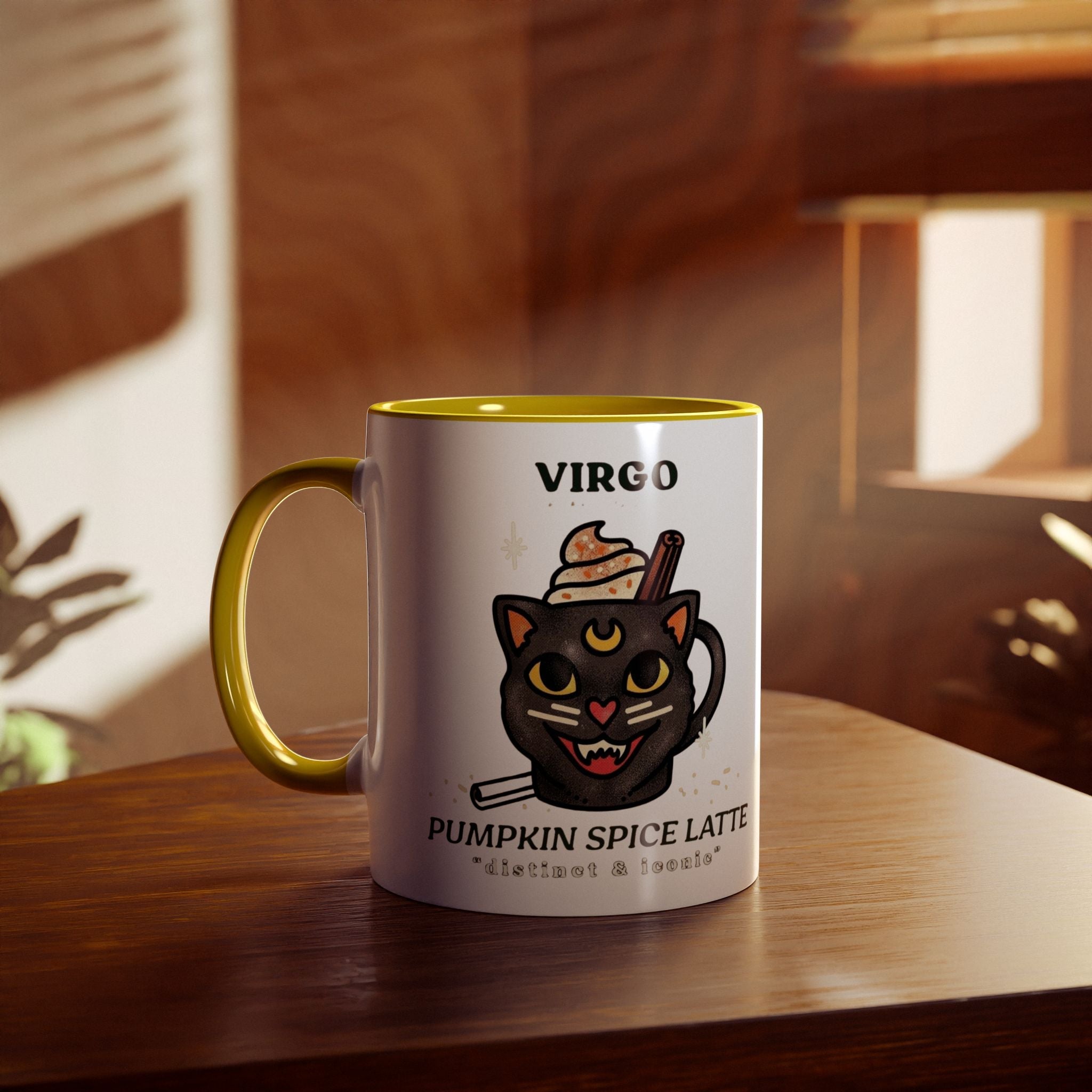 HalloweenMugs Virgo Pumpkin Spice Latte Mug | Two - Tone Coffee Mug | Personalized Gift, Astrology Mug, Zodiac Lover's Gift, Halloween Decor - Metamorphosis Creations