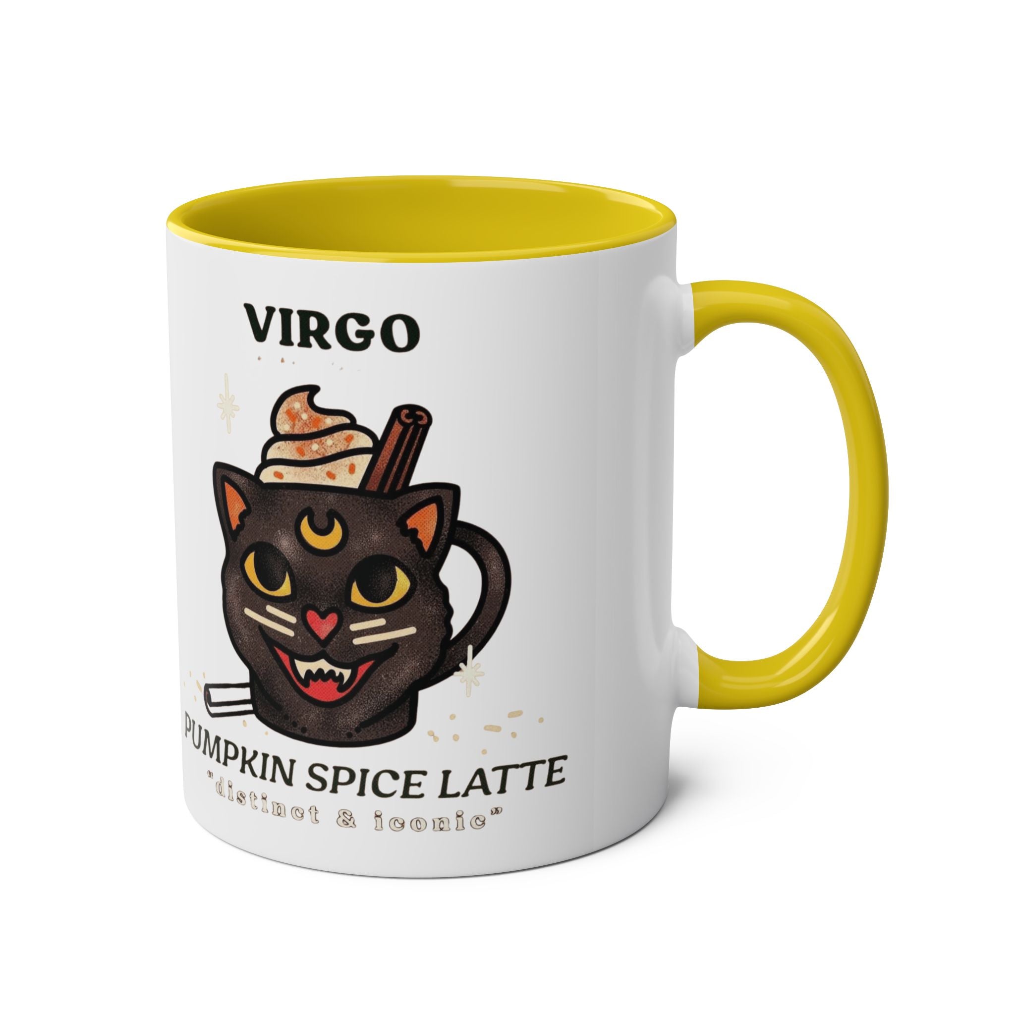 HalloweenMugs Virgo Pumpkin Spice Latte Mug | Two - Tone Coffee Mug | Personalized Gift, Astrology Mug, Zodiac Lover's Gift, Halloween Decor - Metamorphosis Creations