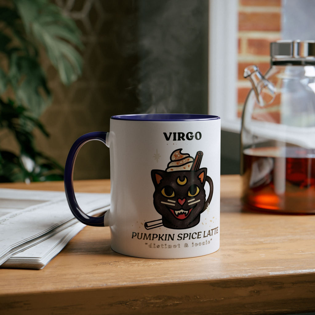 HalloweenMugs Virgo Pumpkin Spice Latte Mug | Two - Tone Coffee Mug | Personalized Gift, Astrology Mug, Zodiac Lover's Gift, Halloween Decor - Metamorphosis Creations