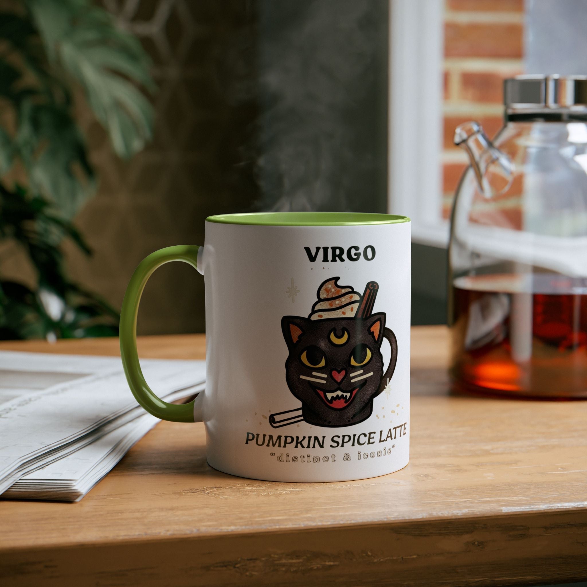 HalloweenMugs Virgo Pumpkin Spice Latte Mug | Two - Tone Coffee Mug | Personalized Gift, Astrology Mug, Zodiac Lover's Gift, Halloween Decor - Metamorphosis Creations