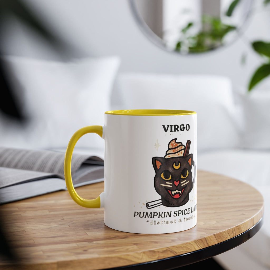 HalloweenMugs Virgo Pumpkin Spice Latte Mug | Two - Tone Coffee Mug | Personalized Gift, Astrology Mug, Zodiac Lover's Gift, Halloween Decor - Metamorphosis Creations
