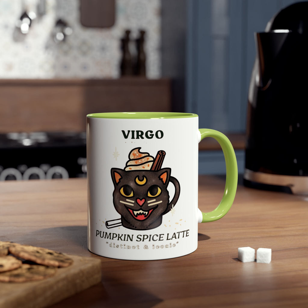 HalloweenMugs Virgo Pumpkin Spice Latte Mug | Two - Tone Coffee Mug | Personalized Gift, Astrology Mug, Zodiac Lover's Gift, Halloween Decor - Metamorphosis Creations