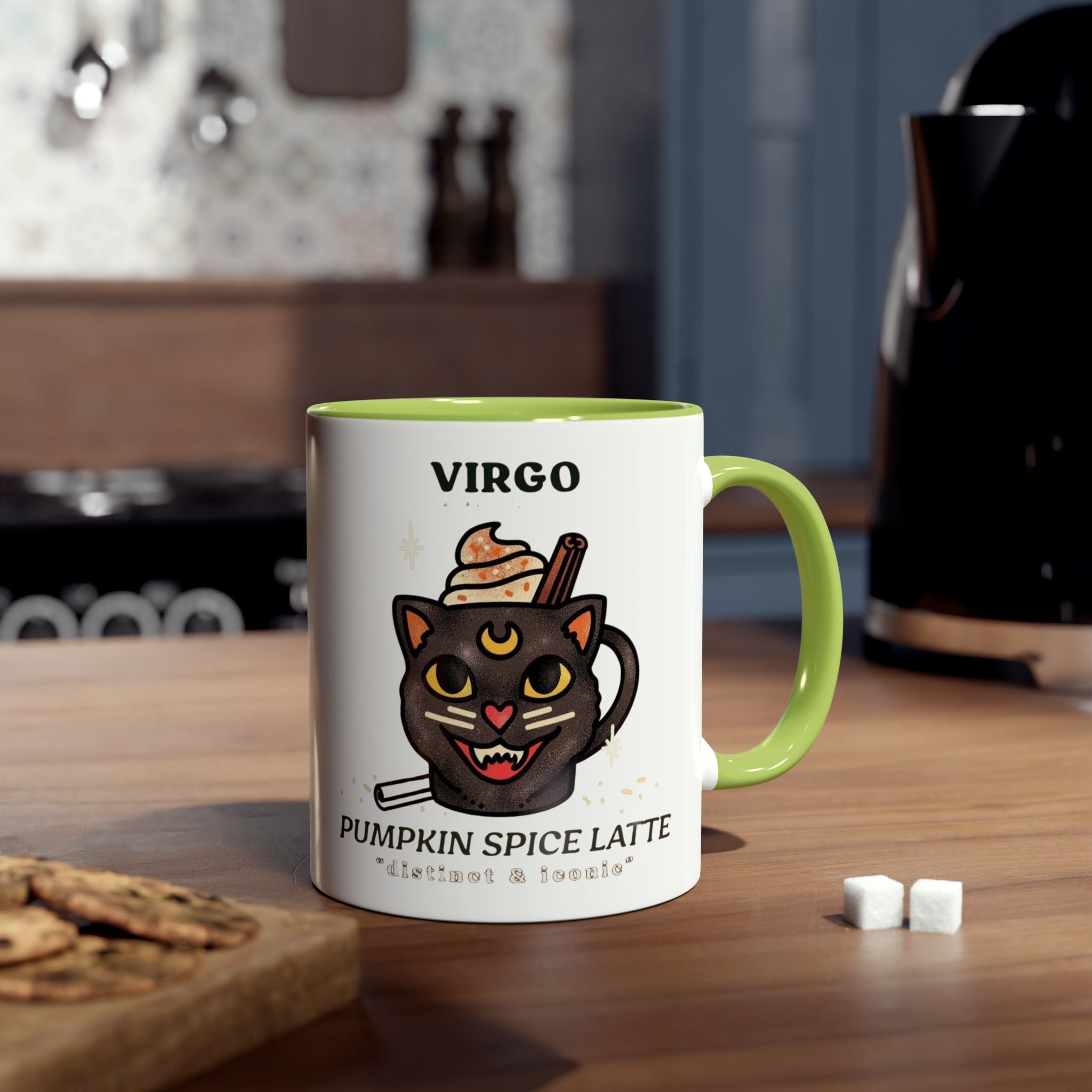HalloweenMugs Virgo Pumpkin Spice Latte Mug | Two - Tone Coffee Mug | Personalized Gift, Astrology Mug, Zodiac Lover's Gift, Halloween Decor - Metamorphosis Creations