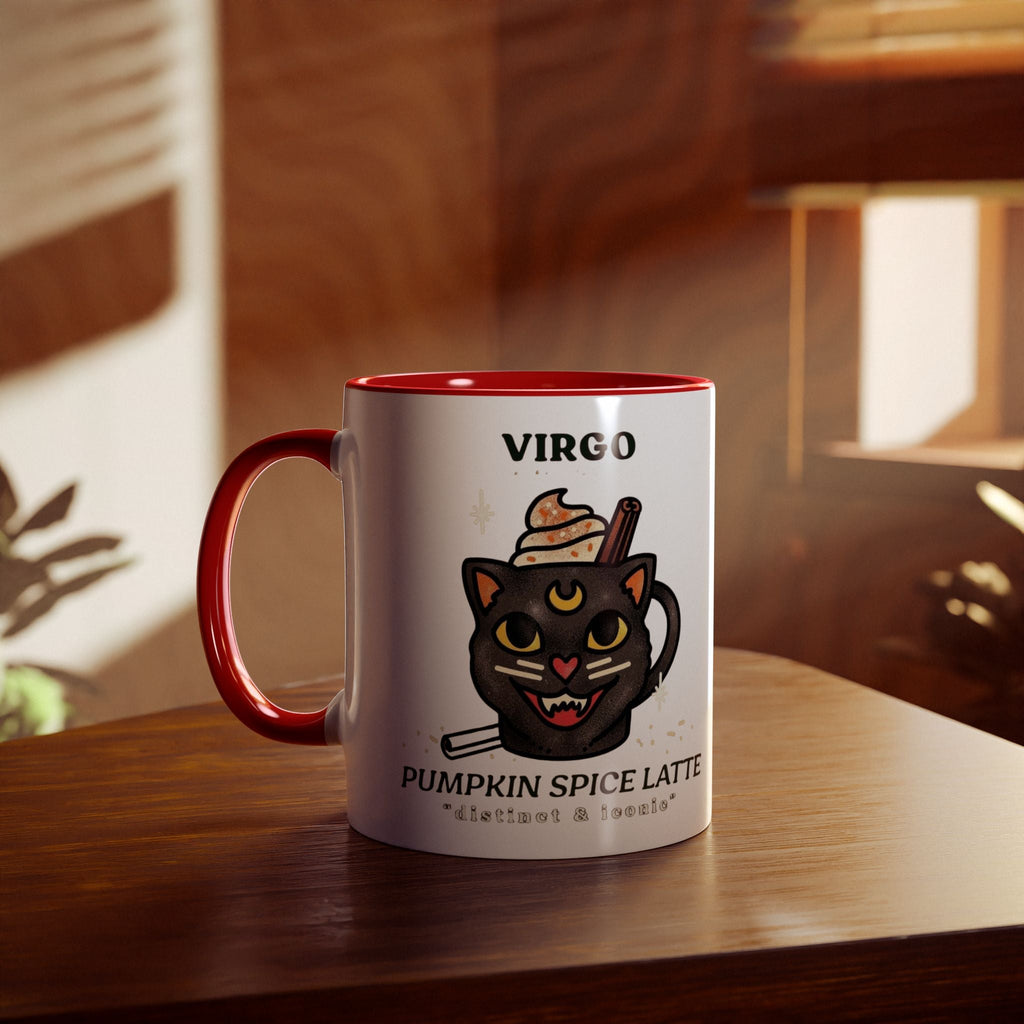 HalloweenMugs Virgo Pumpkin Spice Latte Mug | Two - Tone Coffee Mug | Personalized Gift, Astrology Mug, Zodiac Lover's Gift, Halloween Decor - Metamorphosis Creations