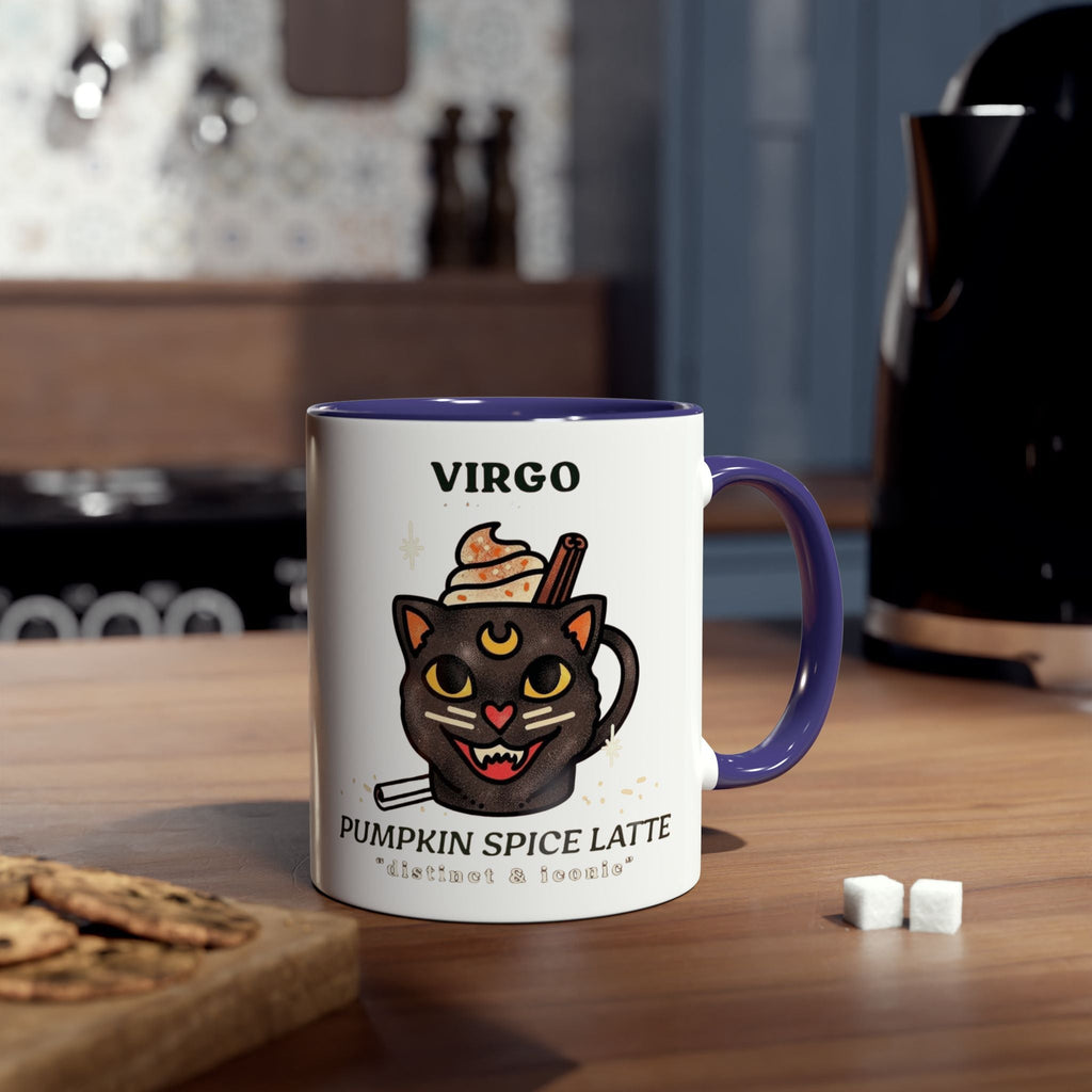 HalloweenMugs Virgo Pumpkin Spice Latte Mug | Two - Tone Coffee Mug | Personalized Gift, Astrology Mug, Zodiac Lover's Gift, Halloween Decor - Metamorphosis Creations