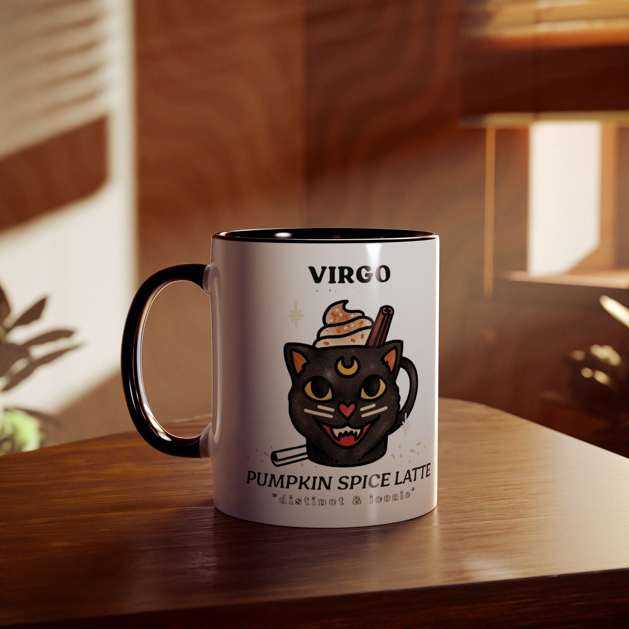 HalloweenMugs Virgo Pumpkin Spice Latte Mug | Two - Tone Coffee Mug | Personalized Gift, Astrology Mug, Zodiac Lover's Gift, Halloween Decor - Metamorphosis Creations
