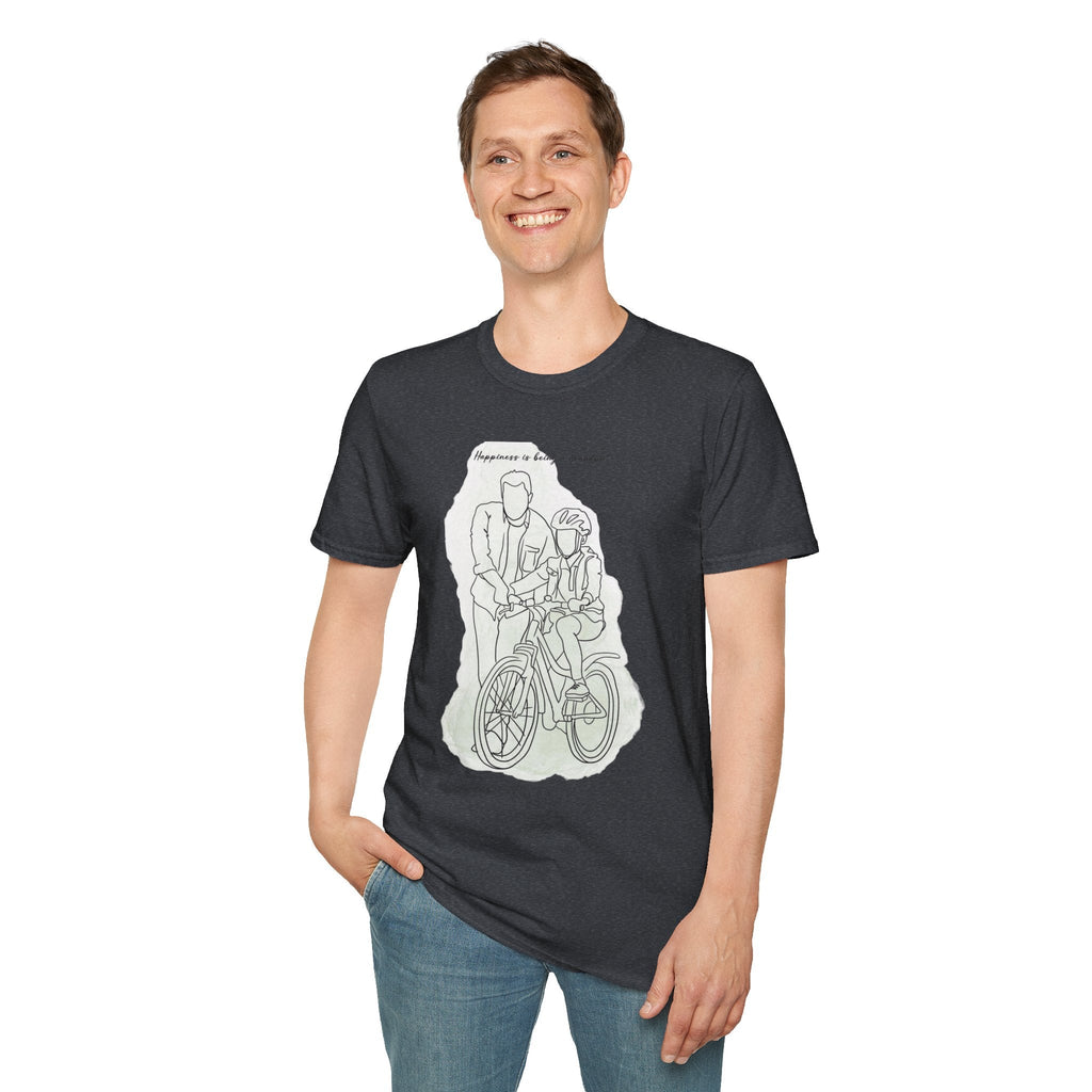 Happiness in Simplicity T-Shirt, Unisex Softstyle Tee, Casual Wear, Gift for Cyclists, Inspirational Quote Shirt, Summer Fashion - Metamorphosis Creations